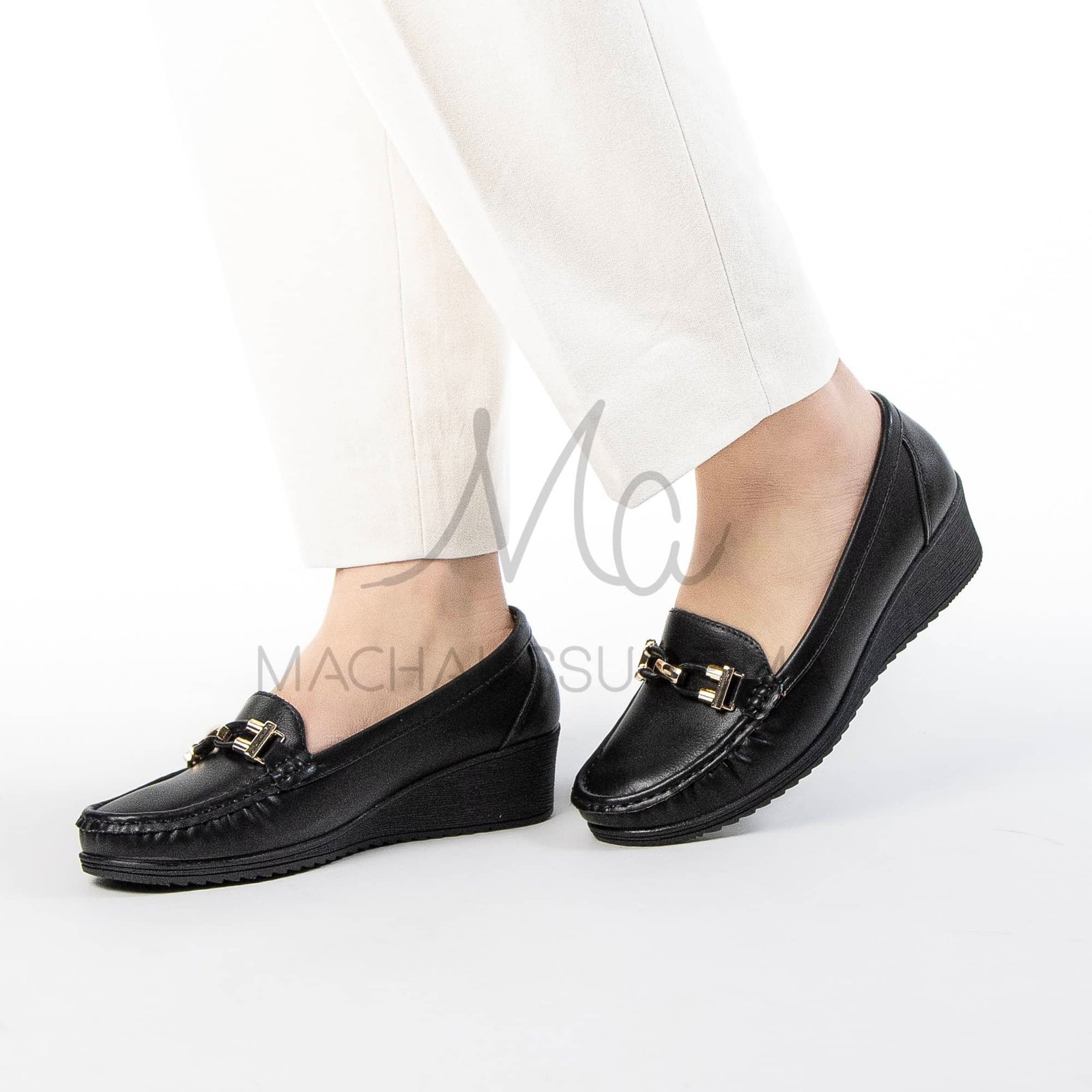 Sublimoc – Mocassins compensées en Noir.