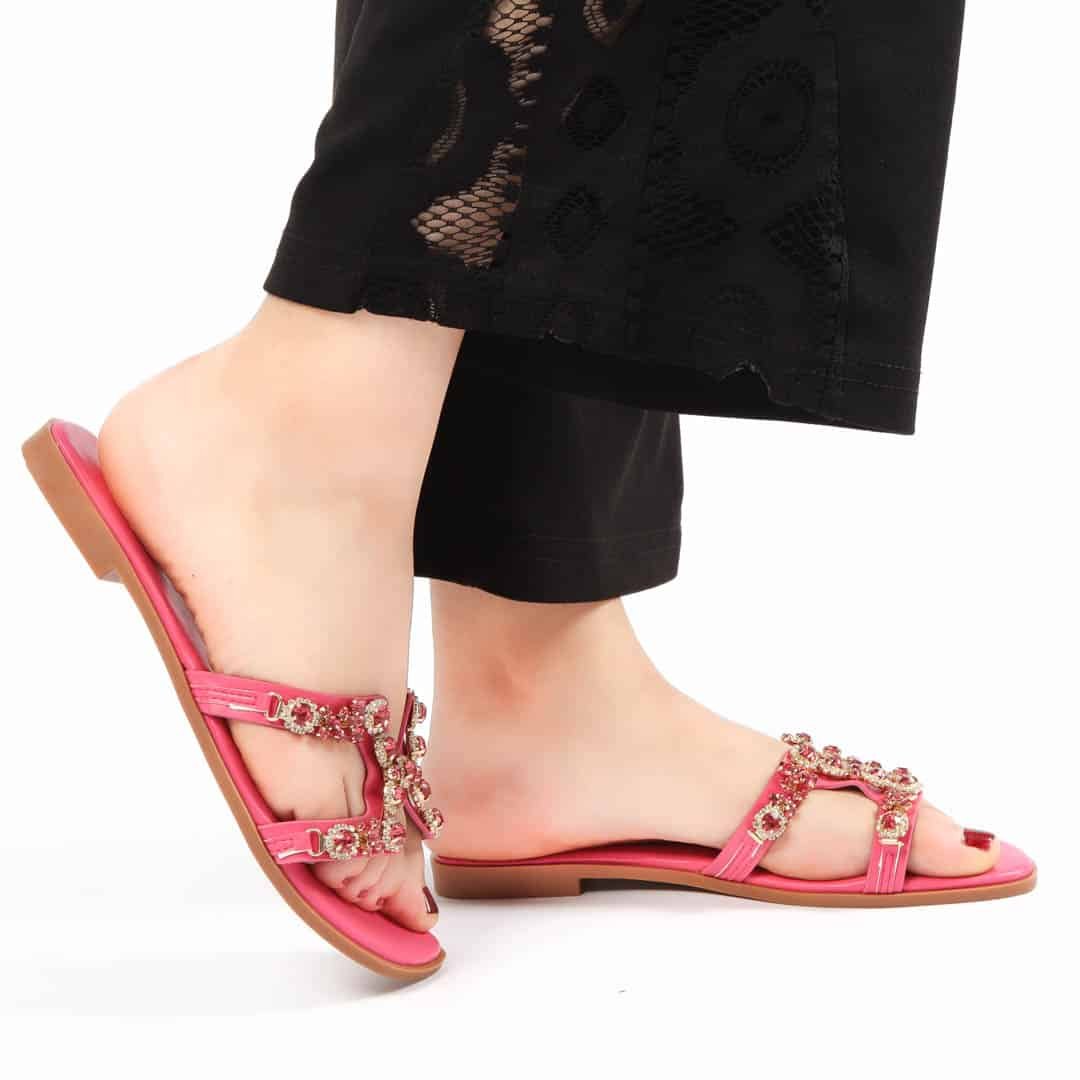 Plume - Sandales plates en Fuchsia.