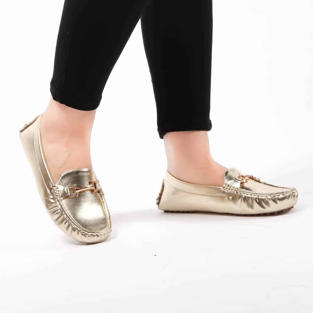TATIANA– Mocassinns Femmes en Doré.