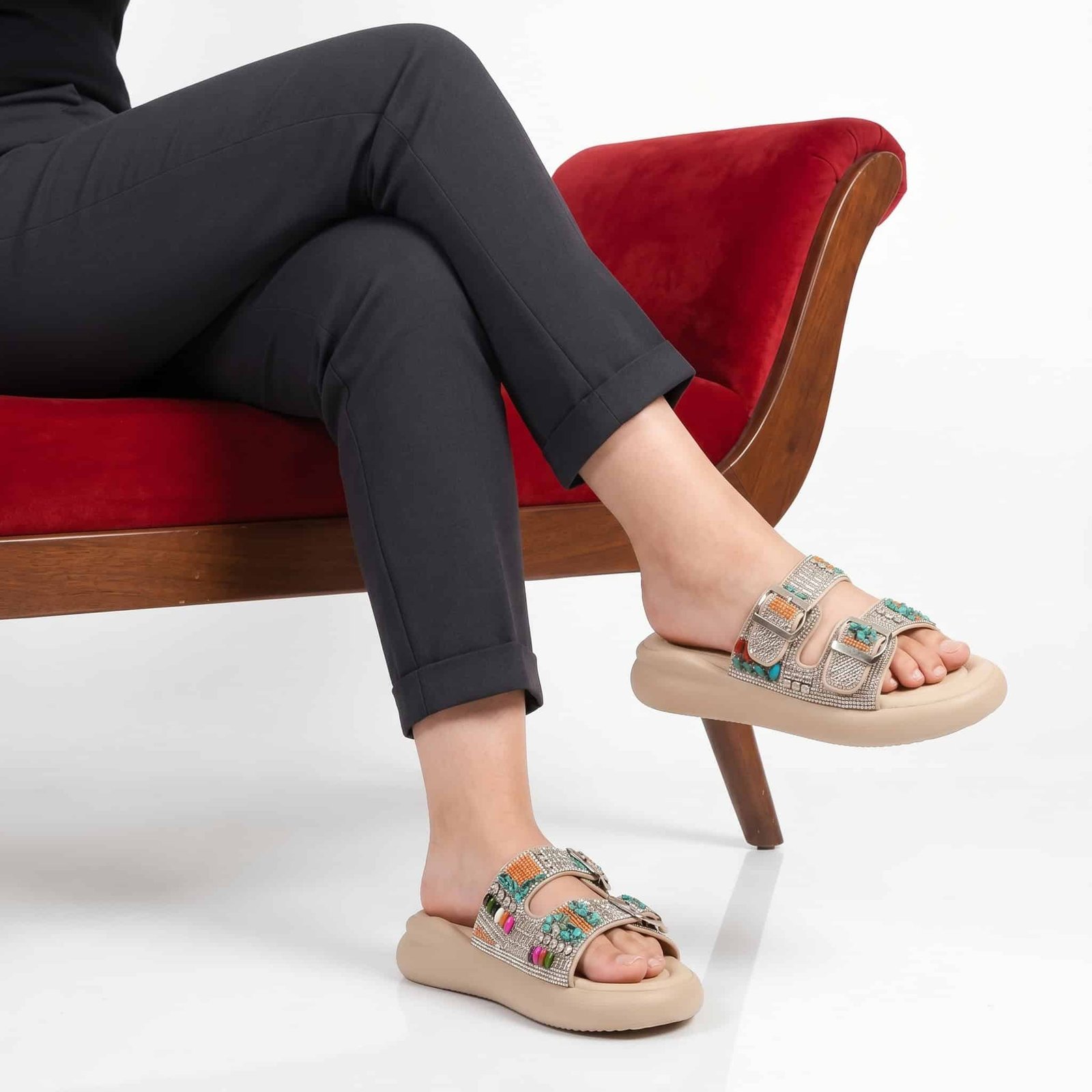Petunia – Sandales à plateforme en Beige.