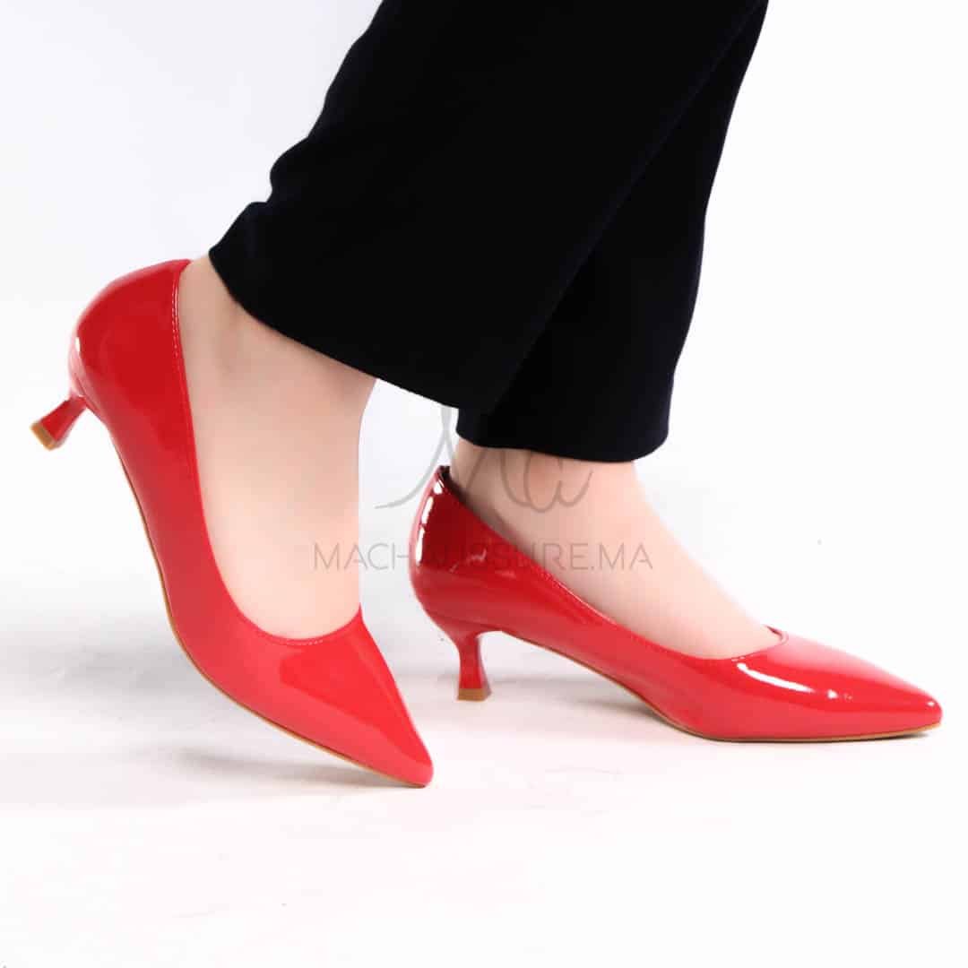 RACHA – Escarpin demi talon en Rouge.