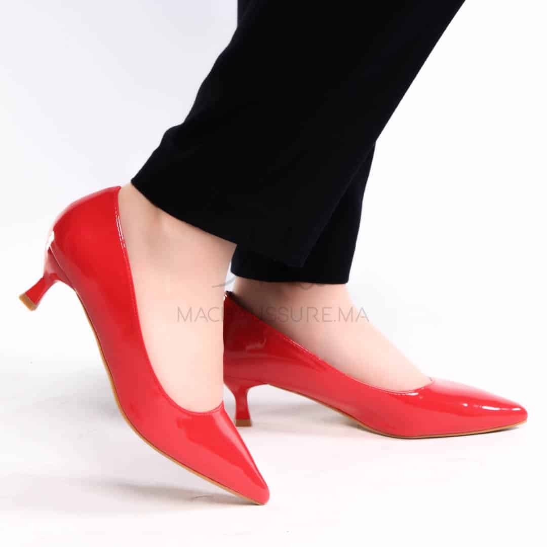 RACHA – Escarpin demi talon en Rouge.
