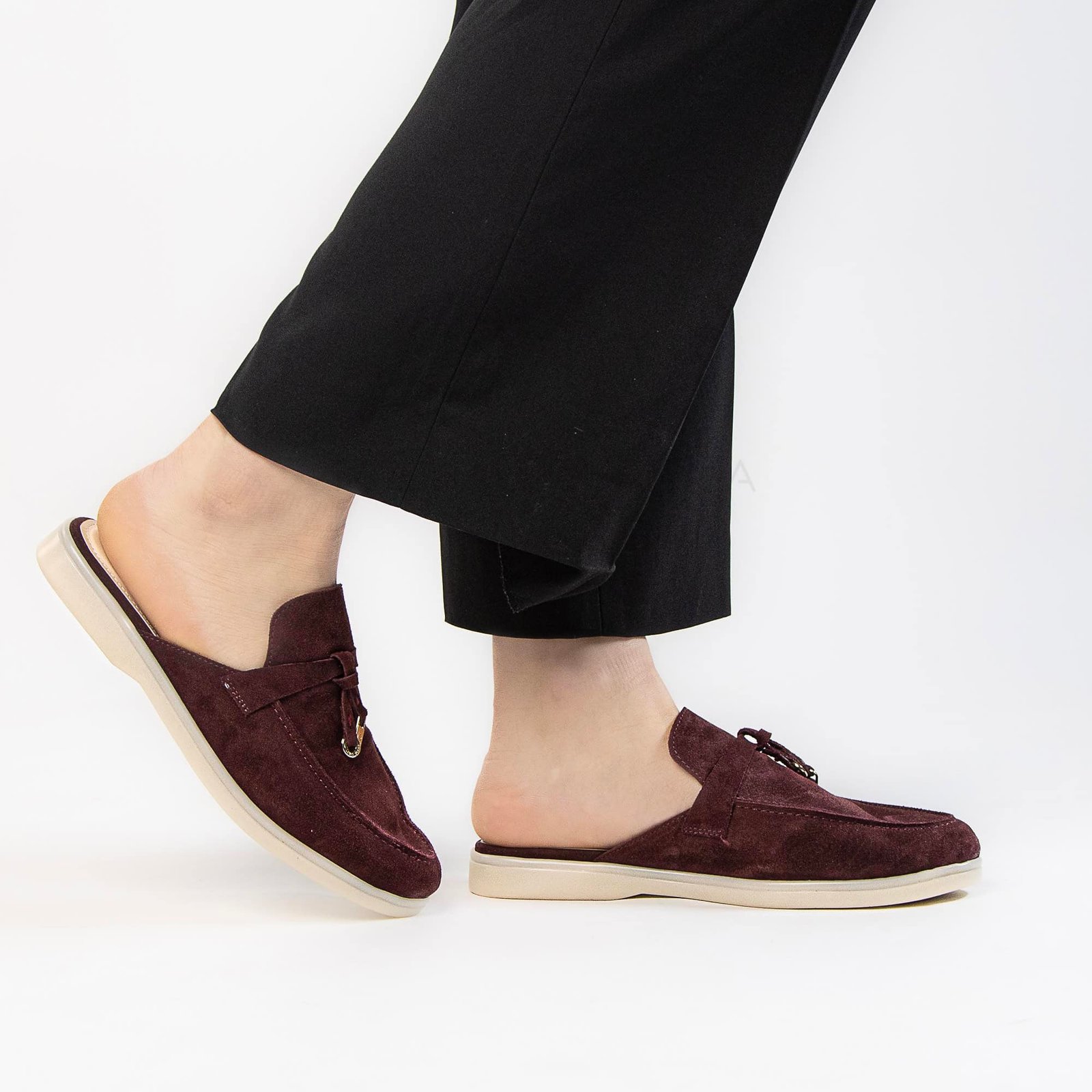 Trend – Mules Femmes en Daim Grenat.