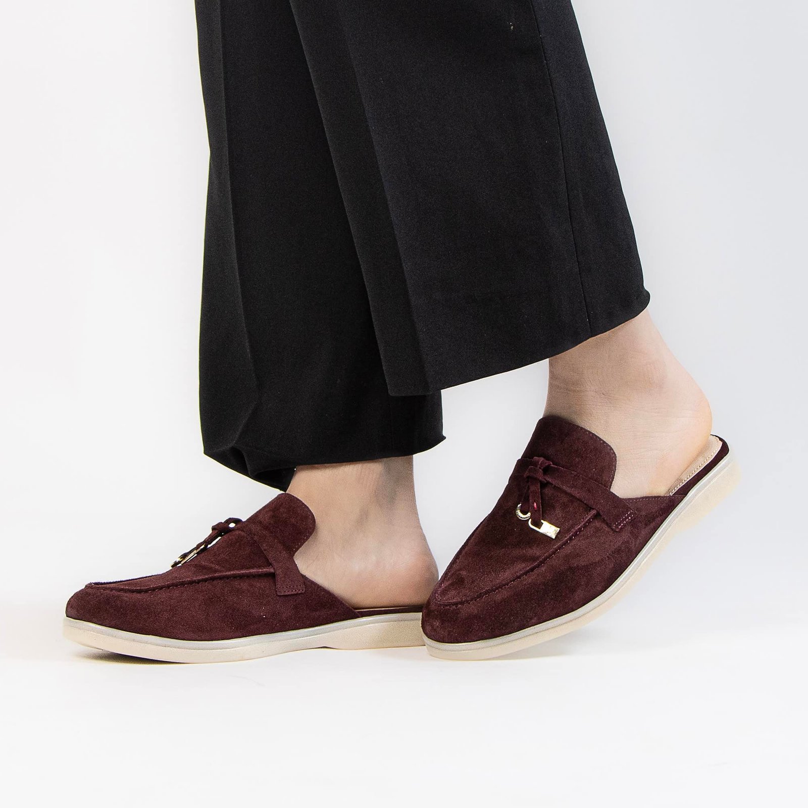 Trend – Mules Femmes en Daim Grenat.