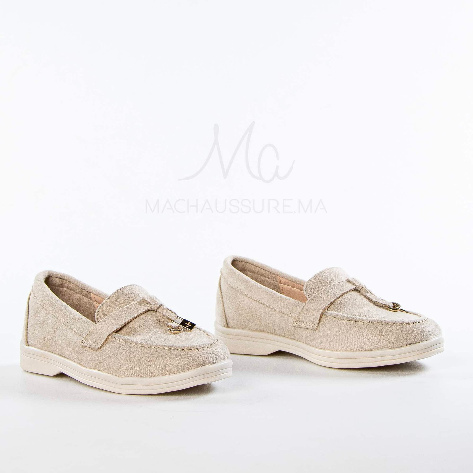 Opaline – Mocassins Fille en Beige.