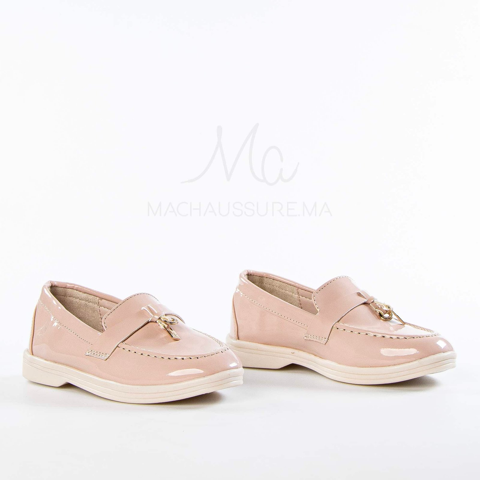 Opaline – Mocassins Fille en Vernis Rose.