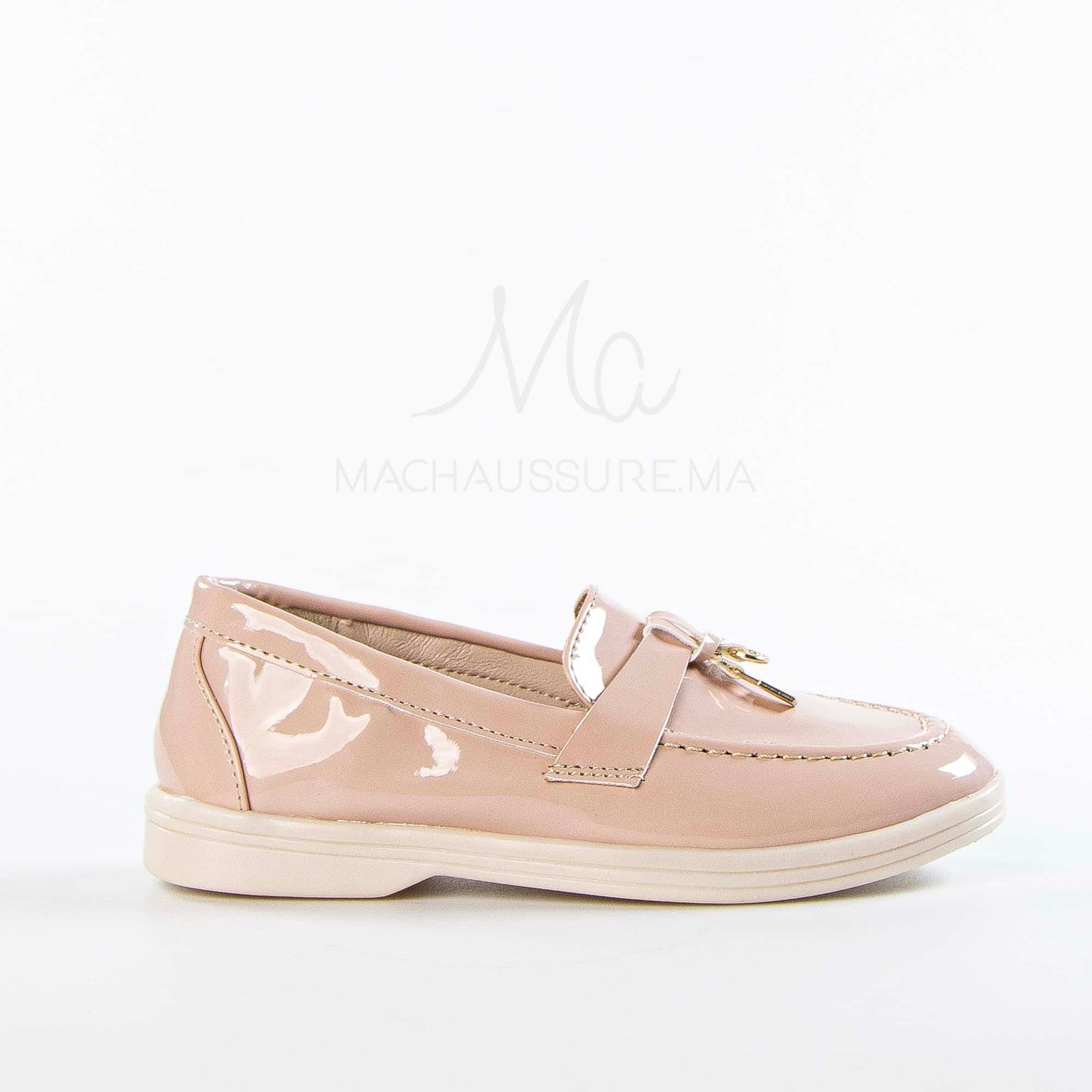 Opaline – Mocassins Fille en Vernis Rose.
