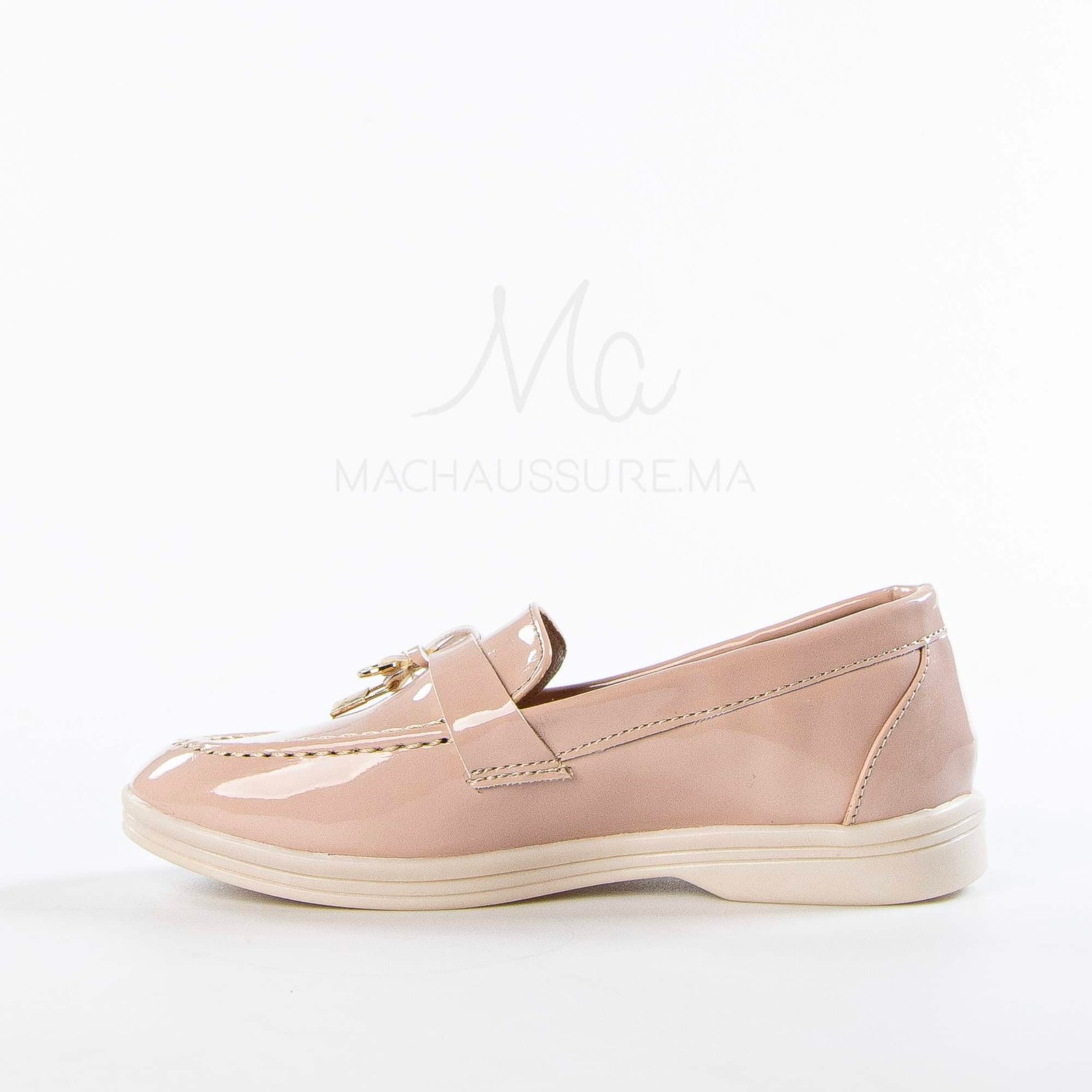 Opaline – Mocassins Fille en Vernis Rose.
