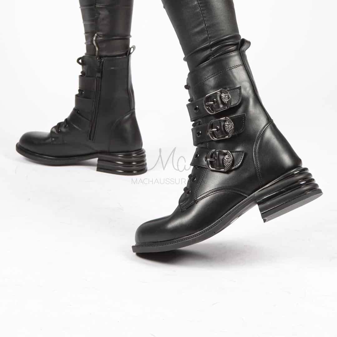 ALIDA- Bottines à talon en Noir.