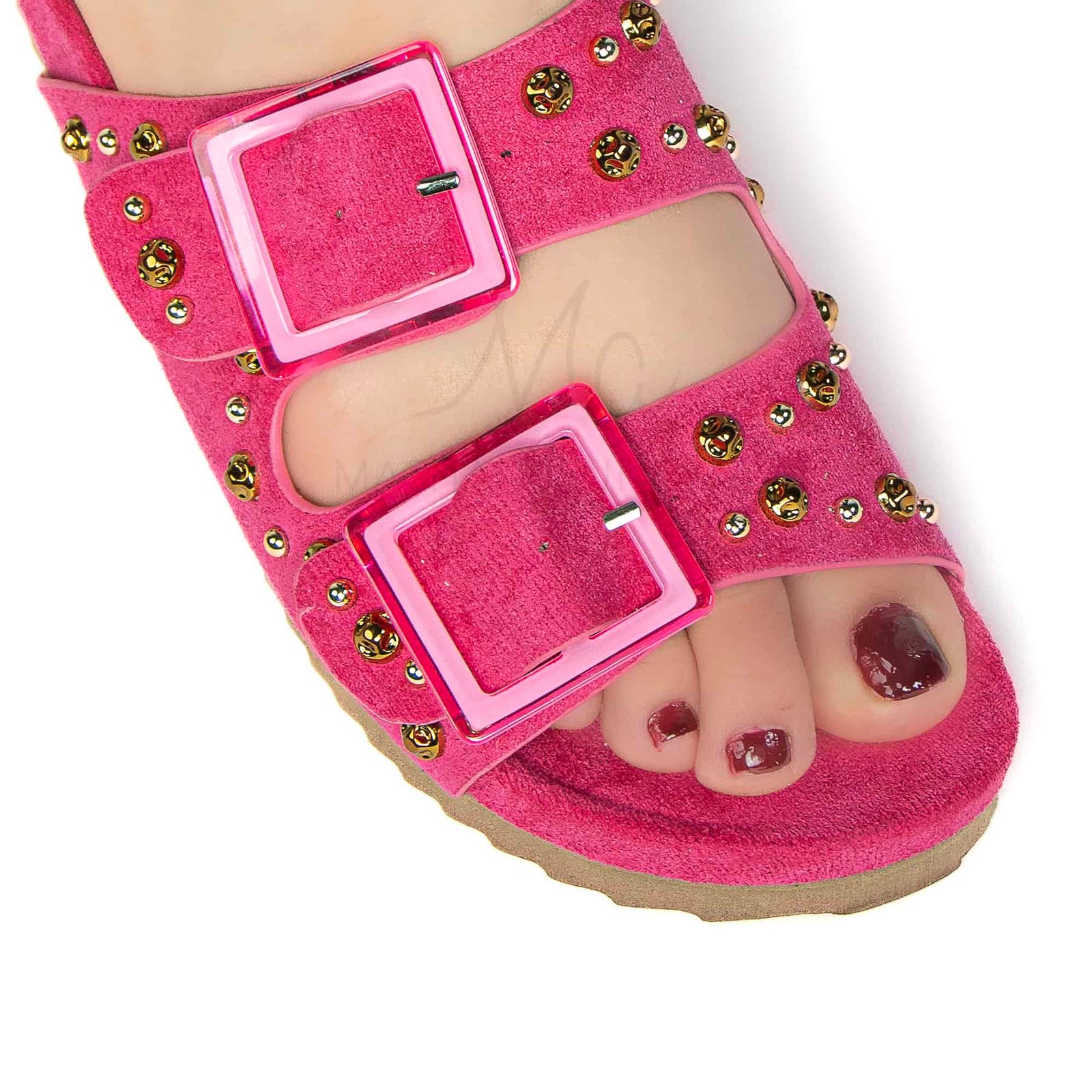 Chamsi - Sandales plates en Fuchsia.