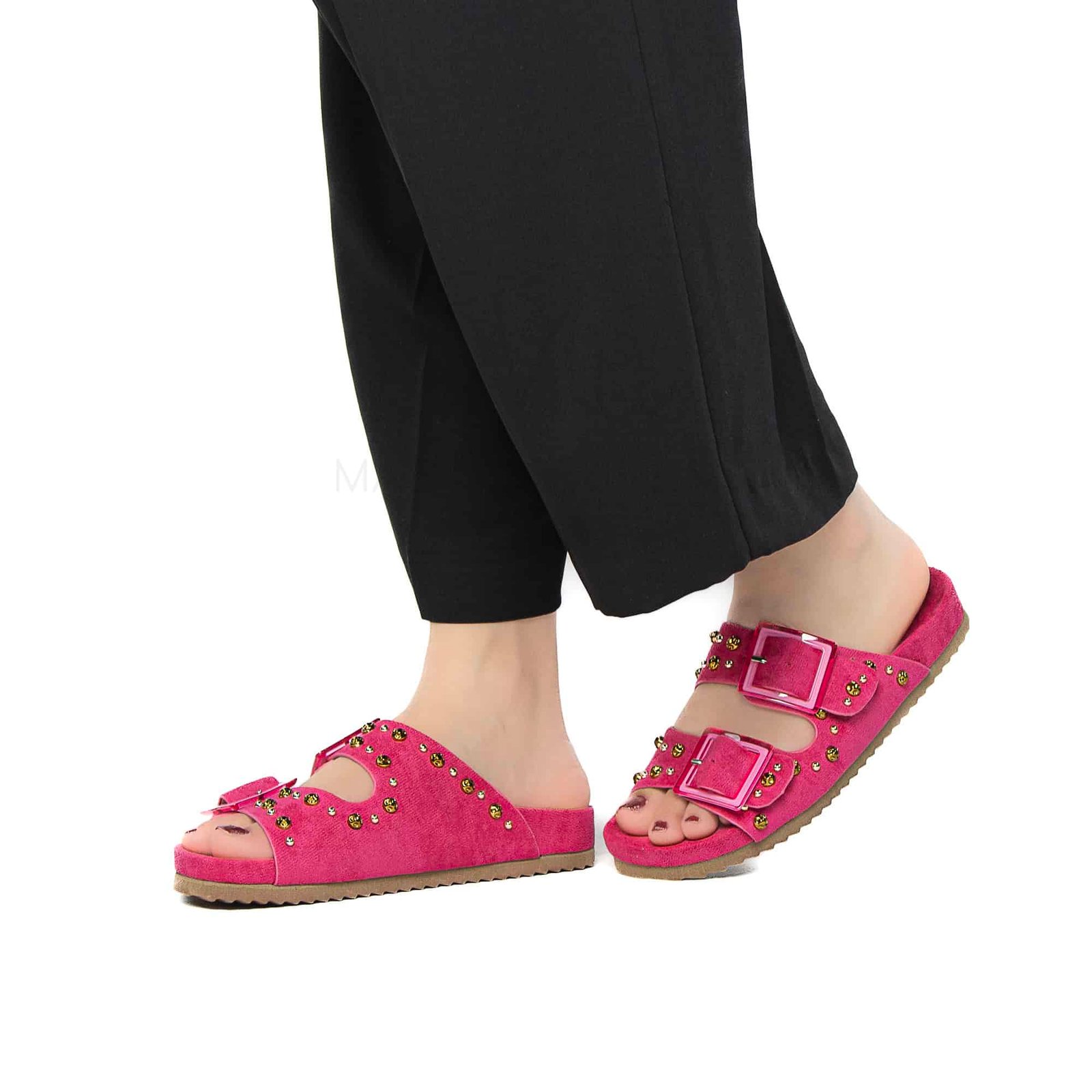 Chamsi - Sandales plates en Fuchsia.