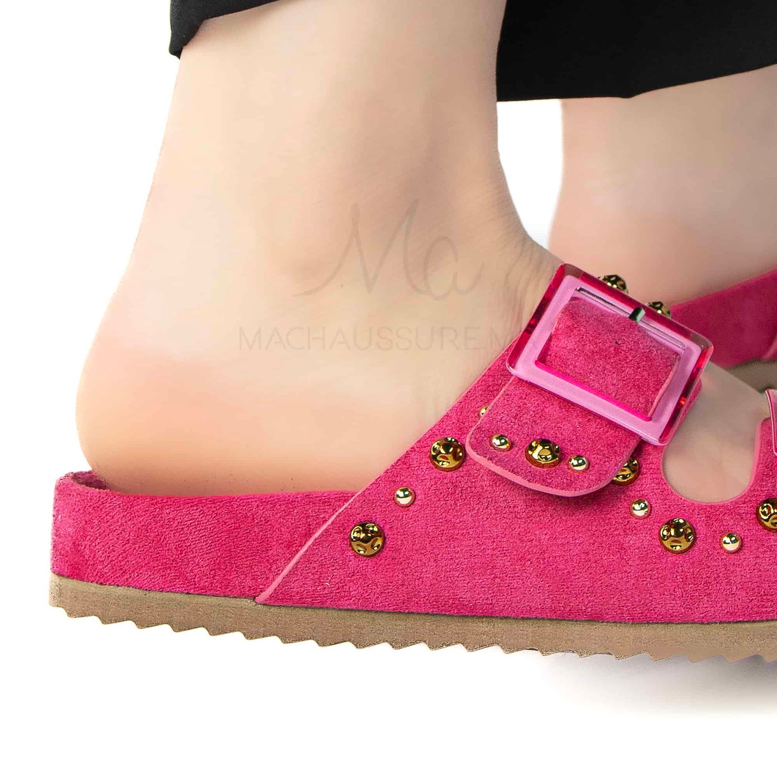 Chamsi - Sandales plates en Fuchsia.