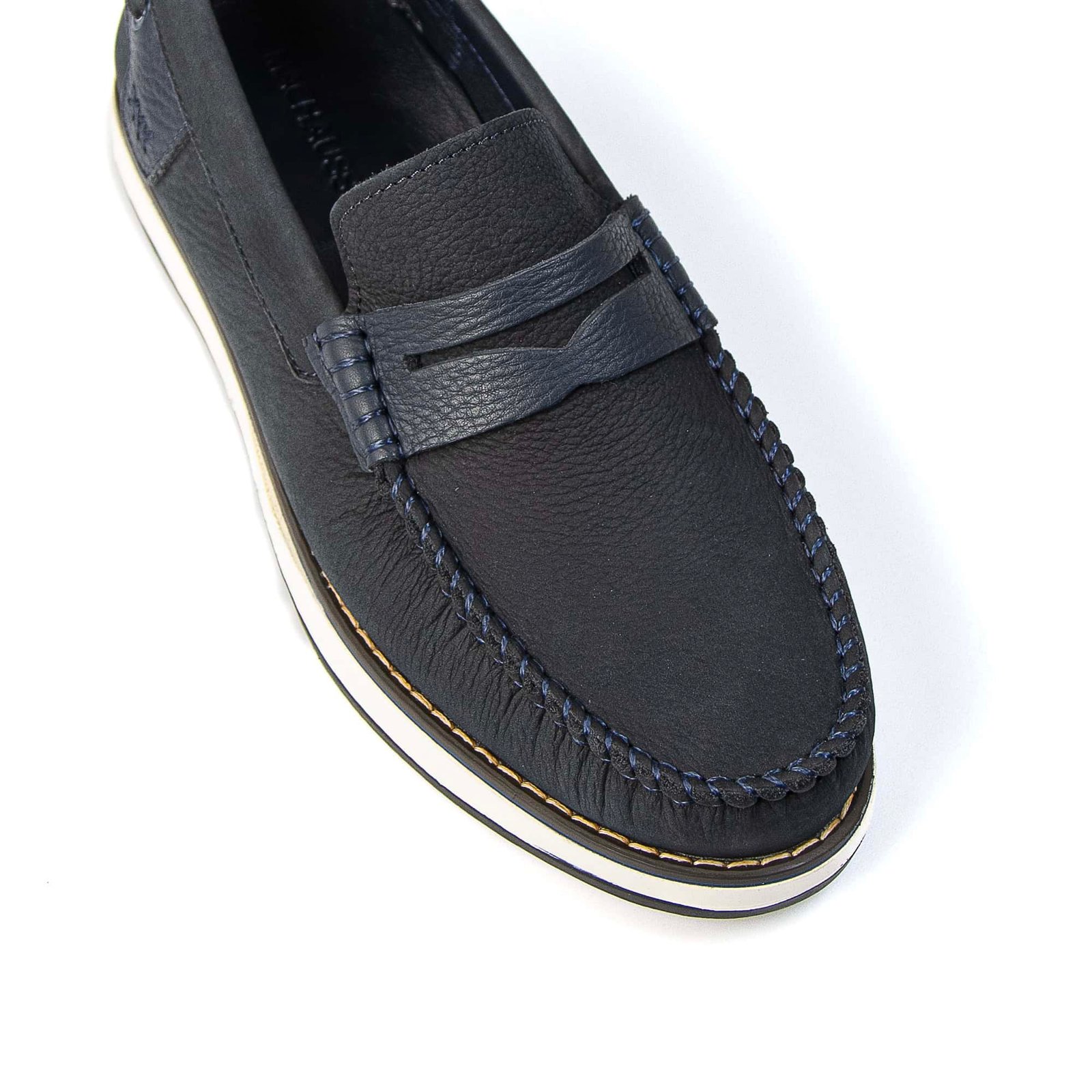 MAJD - Mocassins 100 % Daim Bleu.