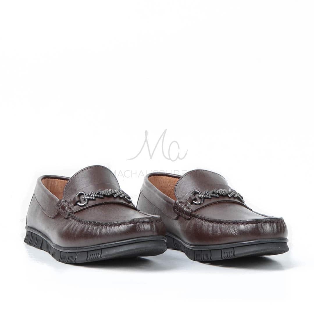 SYENNESIS - Mocassins homme Confortable 100% Cuir Marron.