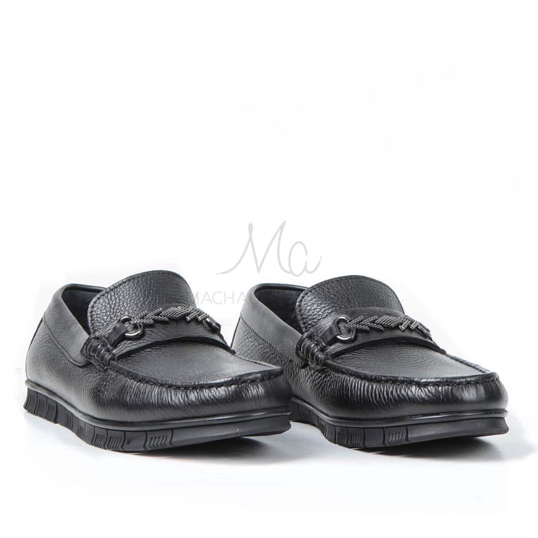 SYENNESIS - Mocassins homme Confortable 100% Cuir Noir.