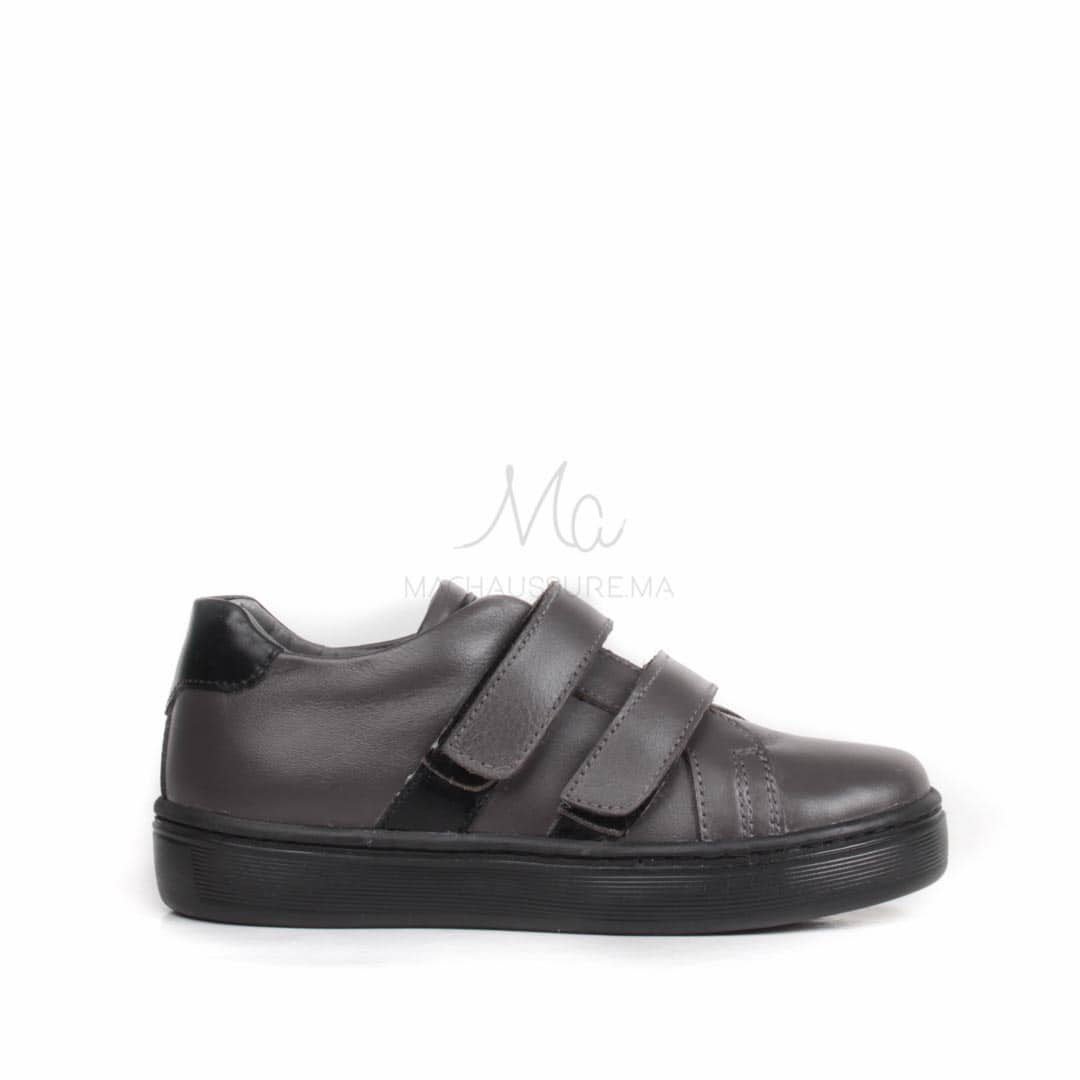 Velcro - Baskets Enfants Gris.