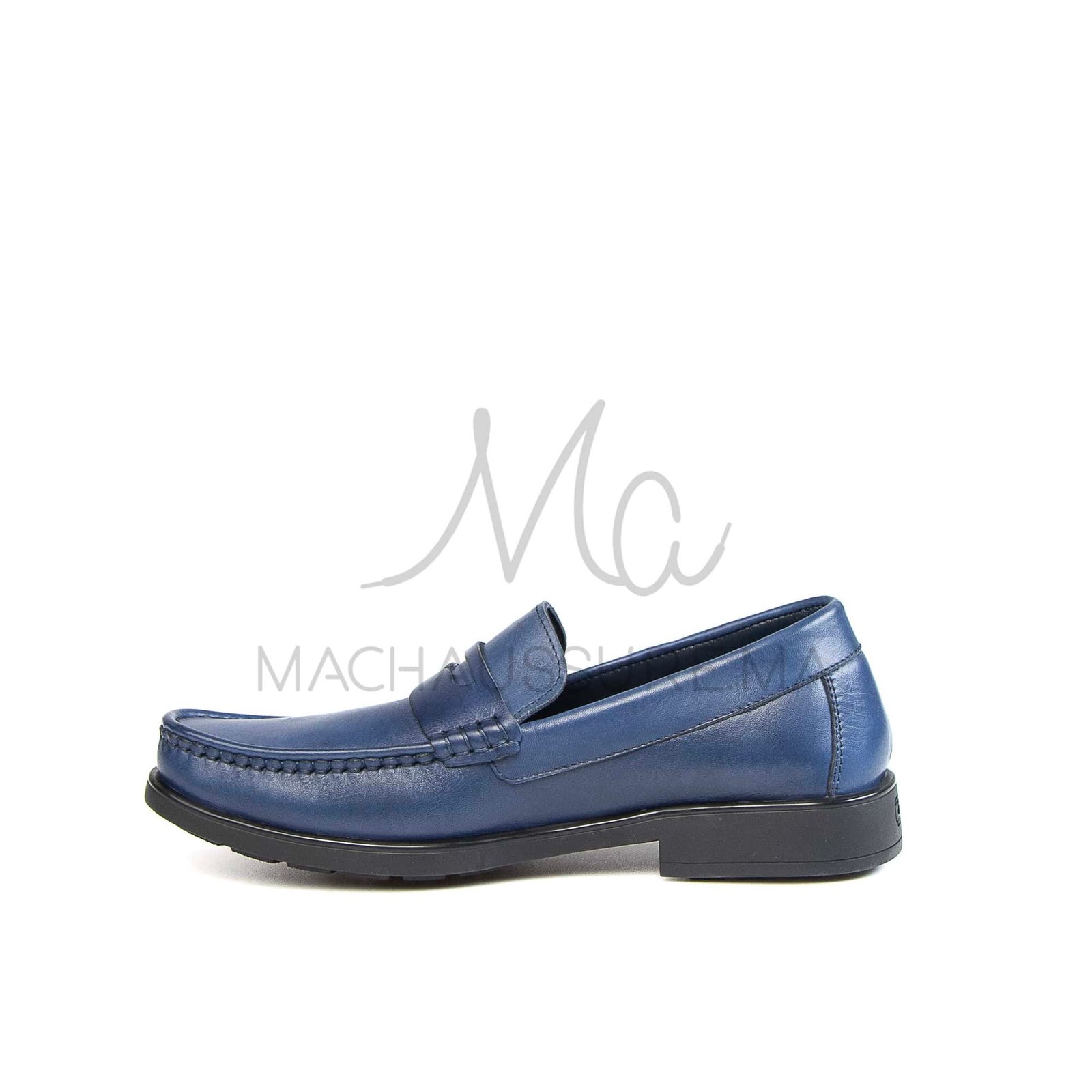COLLEGE – Mocassins hommes 100% CUIR en Bleu.