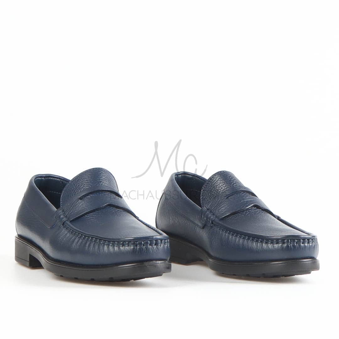 COLLEGE – Mocassins hommes 100% CUIR en Bleu Marine.