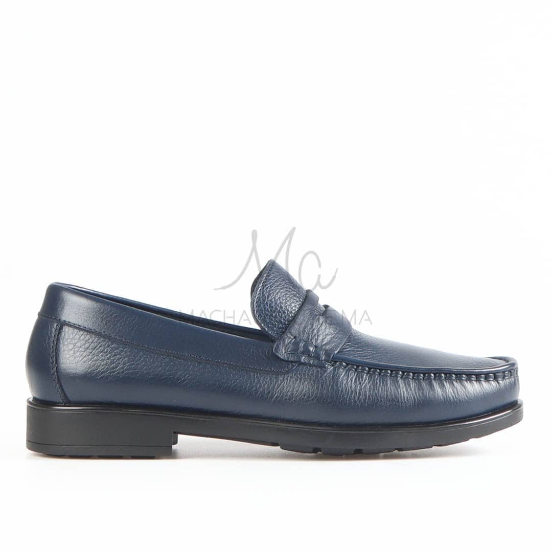 COLLEGE – Mocassins hommes 100% CUIR en Bleu Marine.