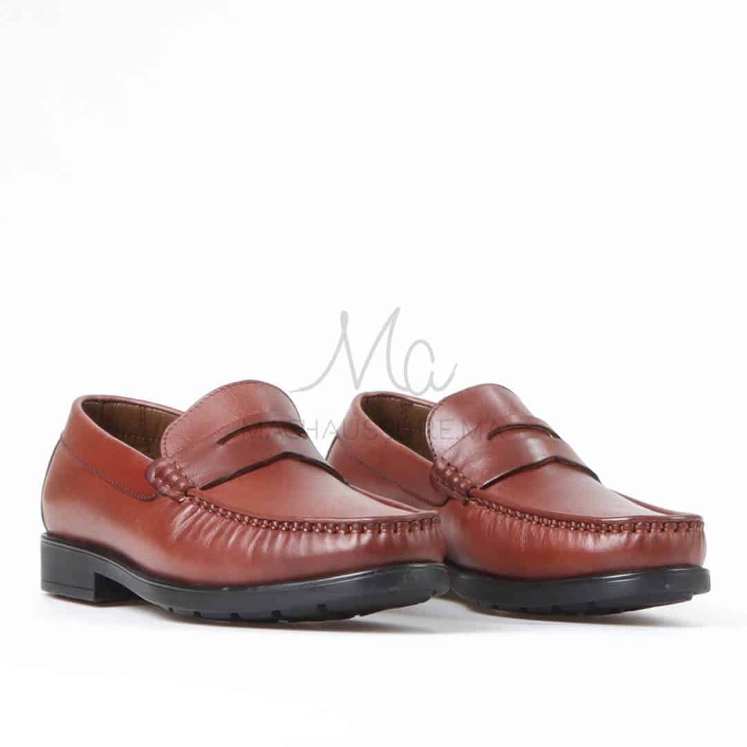 COLLEGE – Mocassins Hommes 100% CUIR en Marron clair.