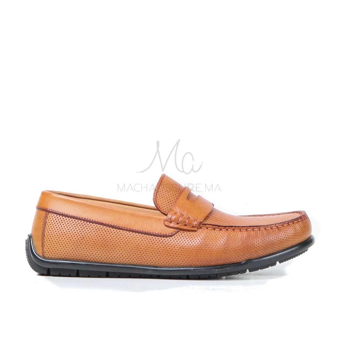 CORYDALLOS - Mocassins ultras confortable 100% Cuir en Tabac.