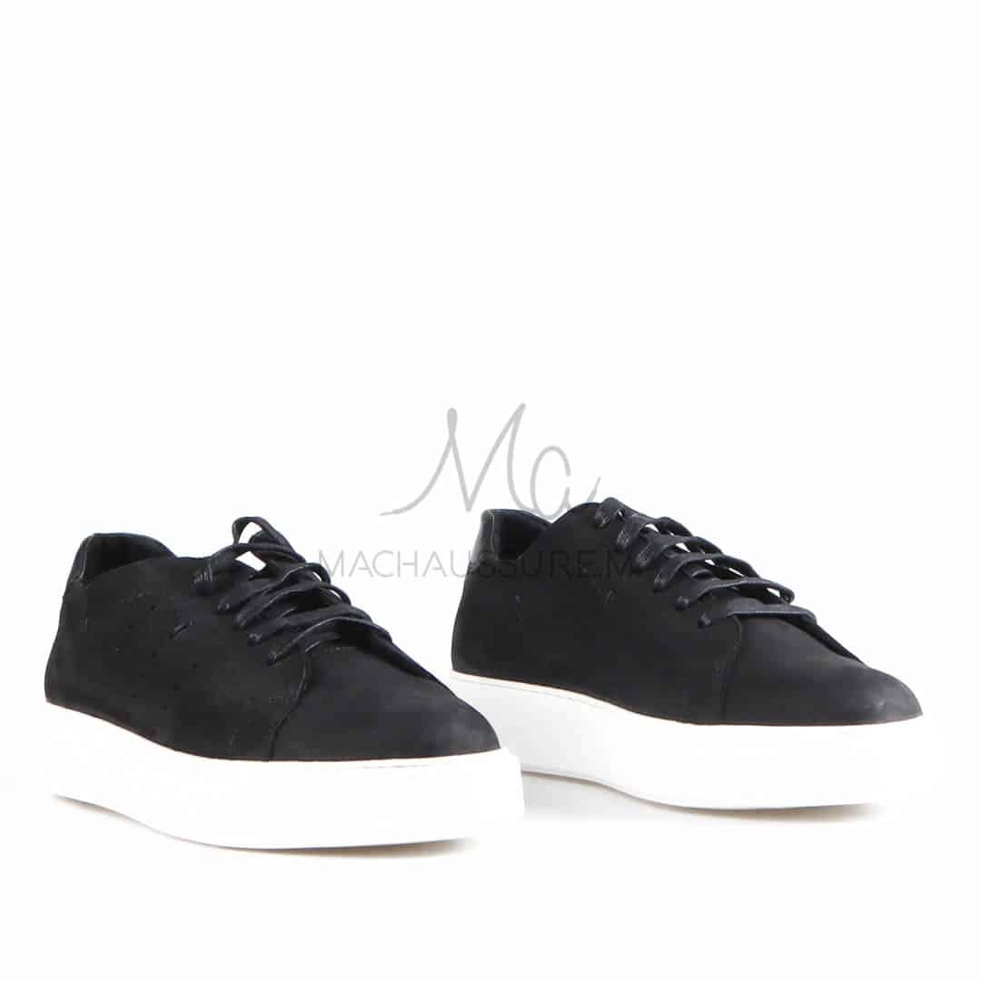 Renato - Baskets Hommes 100% Cuir en Noir.