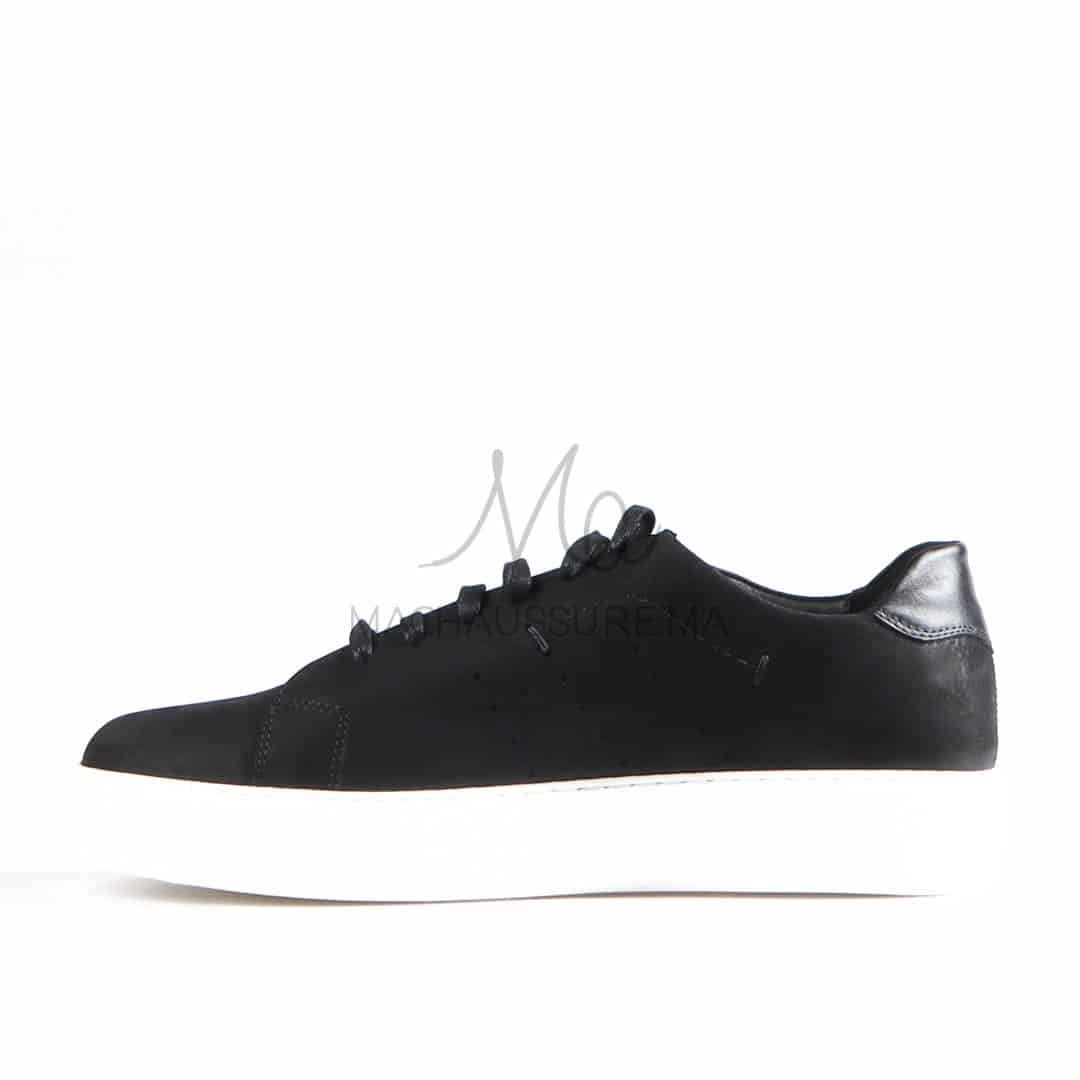 Renato - Baskets Hommes 100% Cuir en Noir.