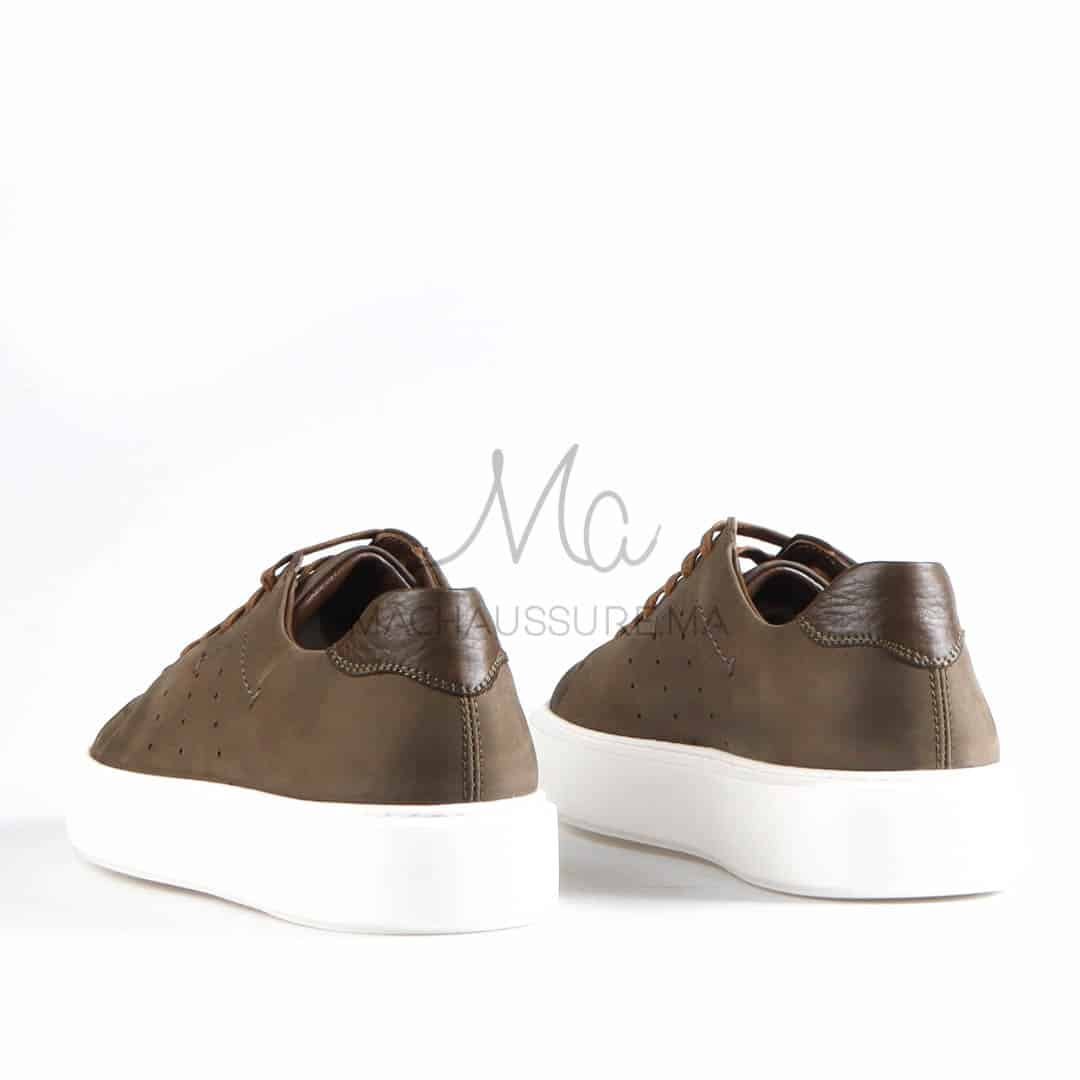 Renato - Baskets Hommes 100% Cuir en Vert.