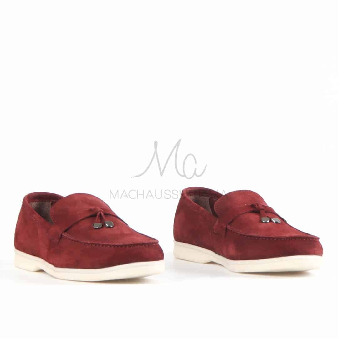 OPERA - Mocassins 100 % Daim grenat.