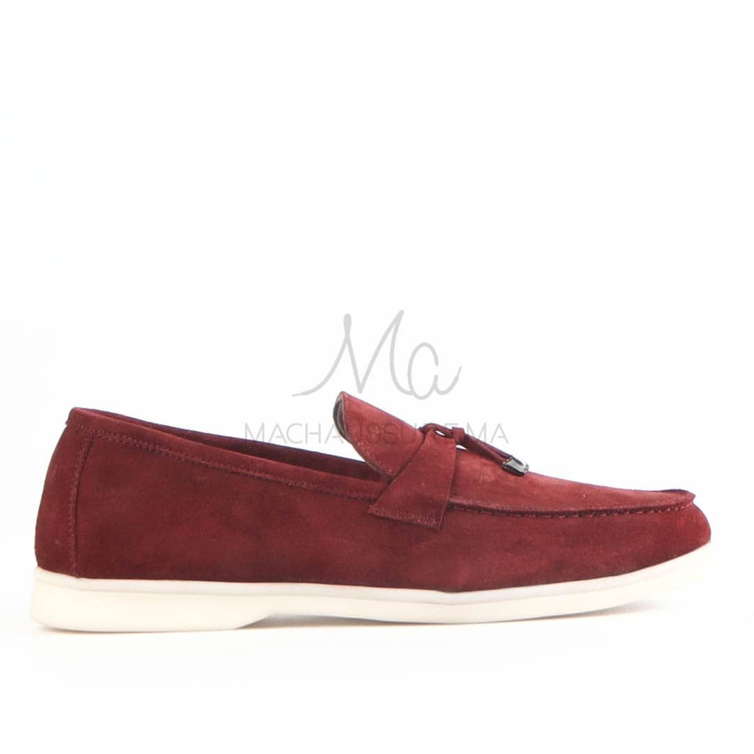 OPERA - Mocassins 100 % Daim grenat.