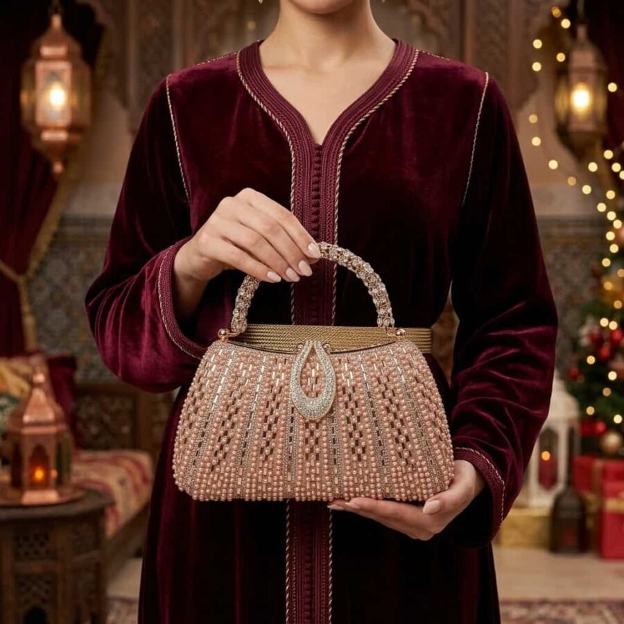Veste en velours rouge avec détails brodés, idéale pour occasions festives..