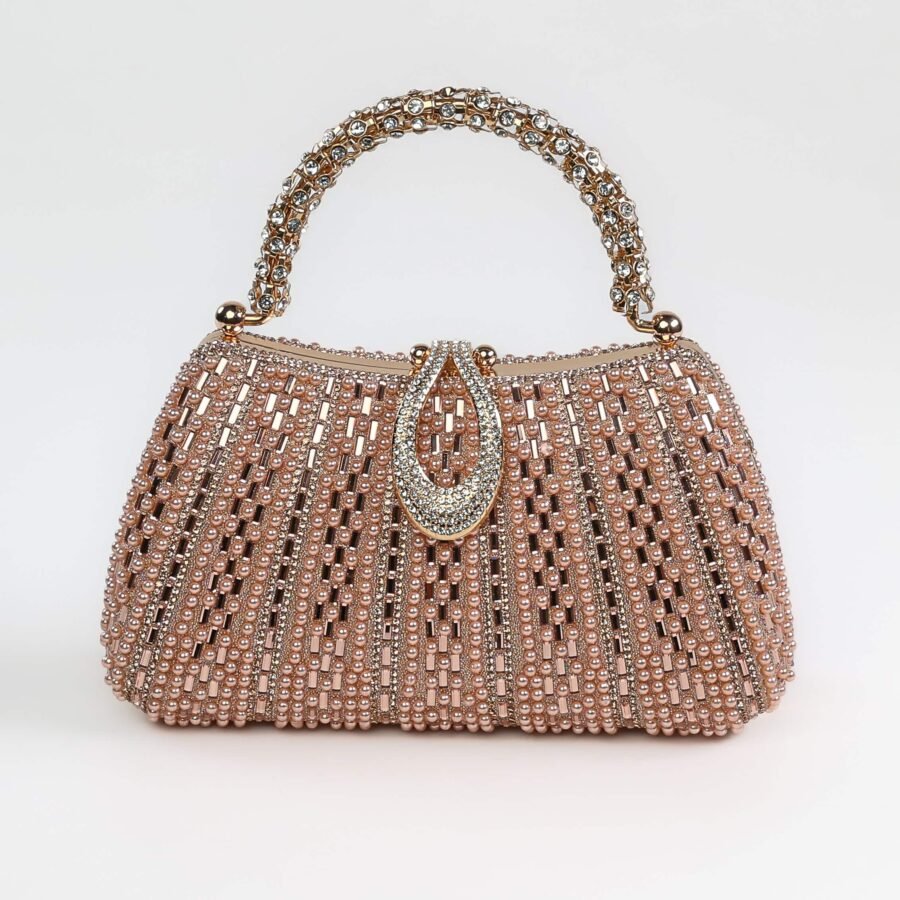 Sac à main en perles et cristaux, accessoire de mode chic et sophistiqué..