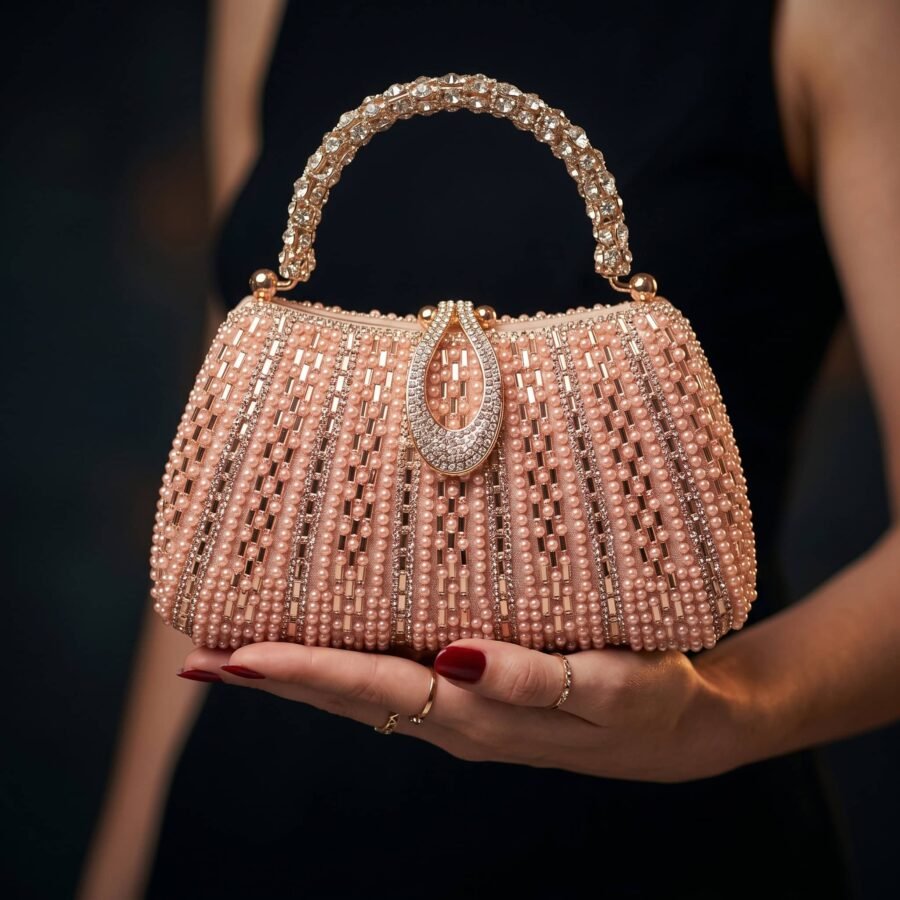 Sac à main en perles et strass, accessoire de mode élégante pour femmes..