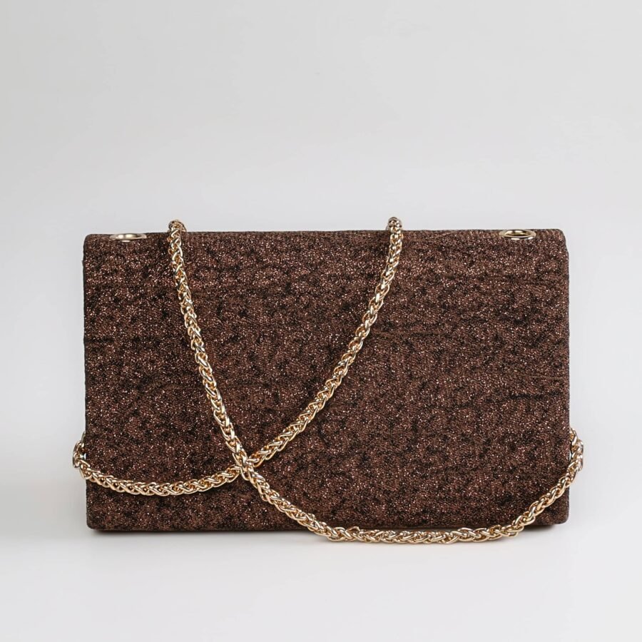 Sac à main pailleté avec chaîne dorée, accessoire chic pour soirées et événements..
