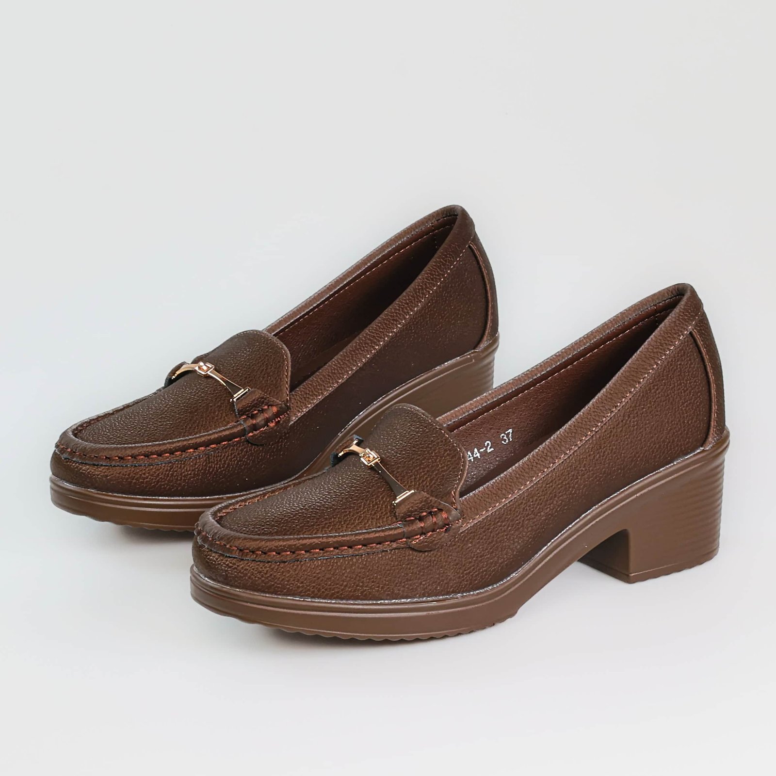Ocre – Mocassins demi talon en Coffee.