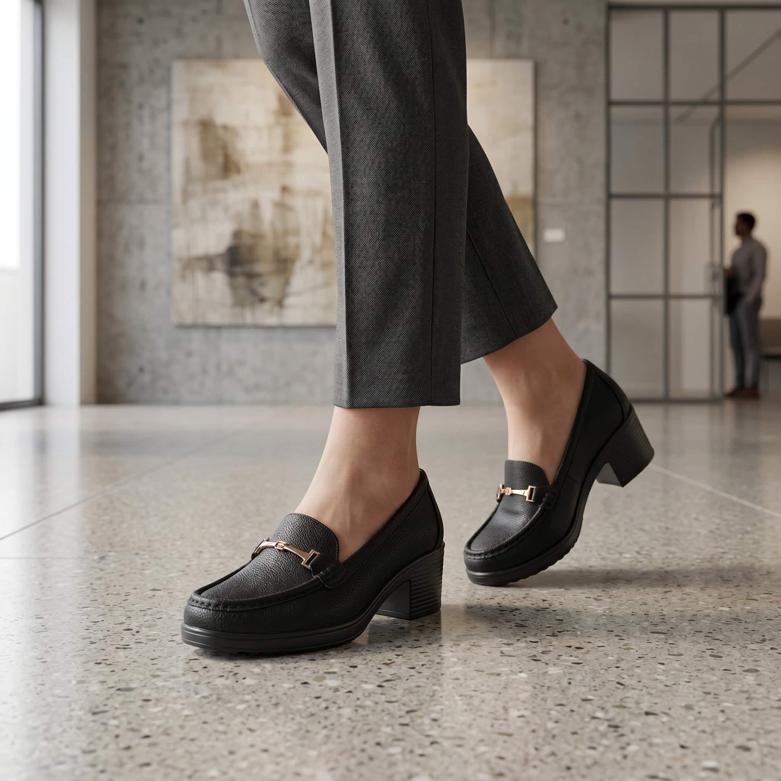 Ocre – Mocassins demi talon en Noir.