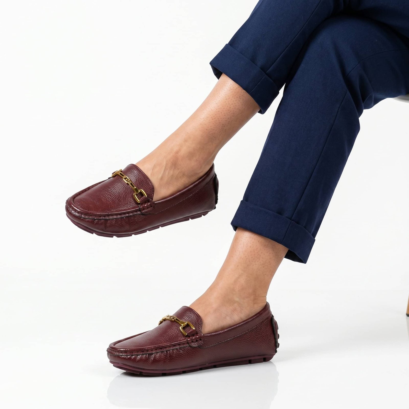 Fibre – Mocassins confortables en Bordeau.