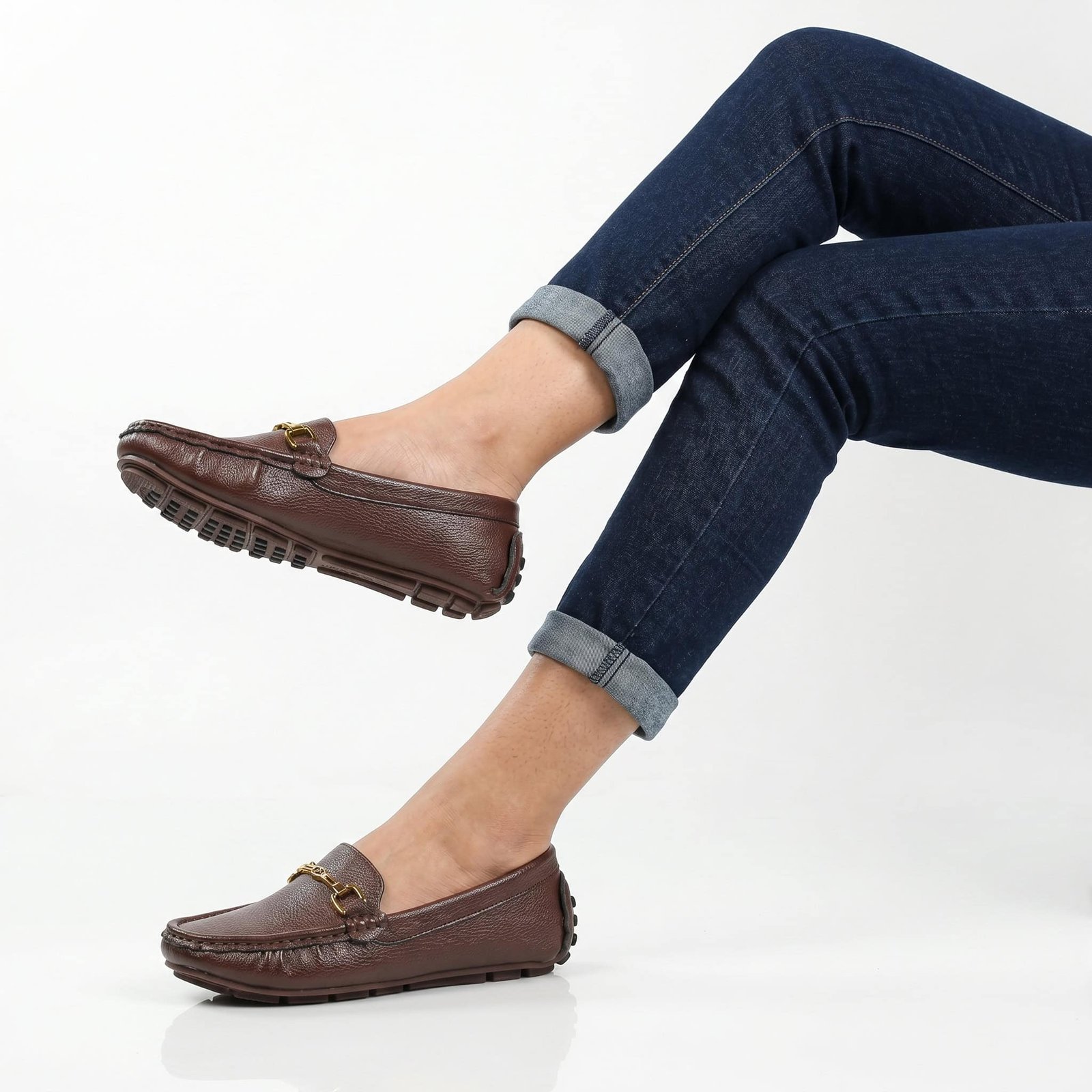 Fibre – Mocassins confortables en Coffee.