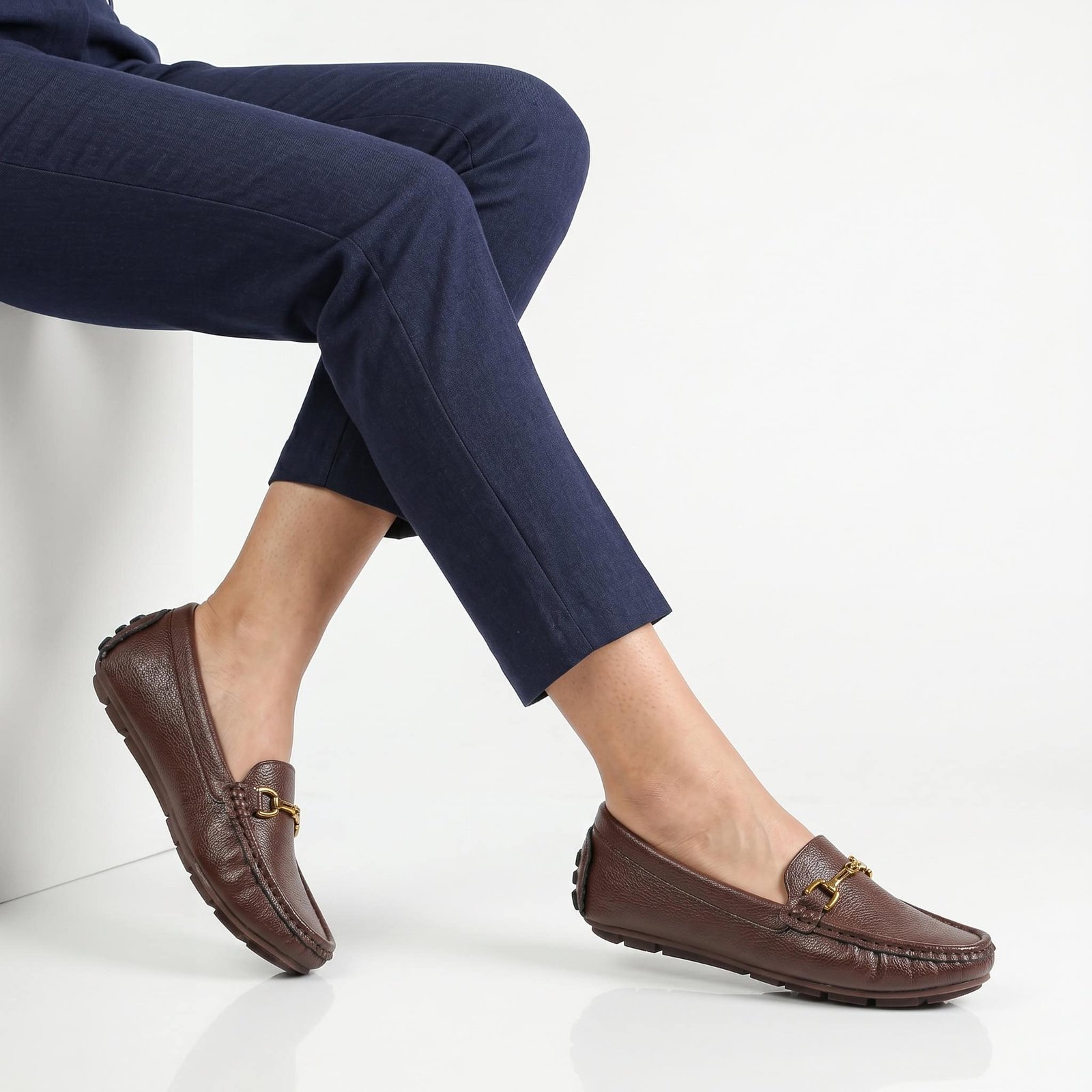 Fibre – Mocassins confortables en Coffee.