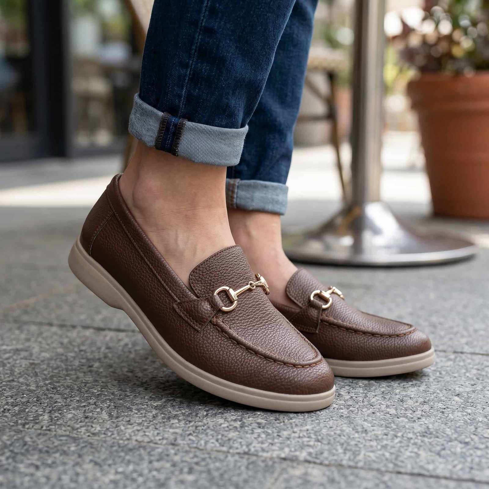 Passage – Mocassins Femmes en Coffee.