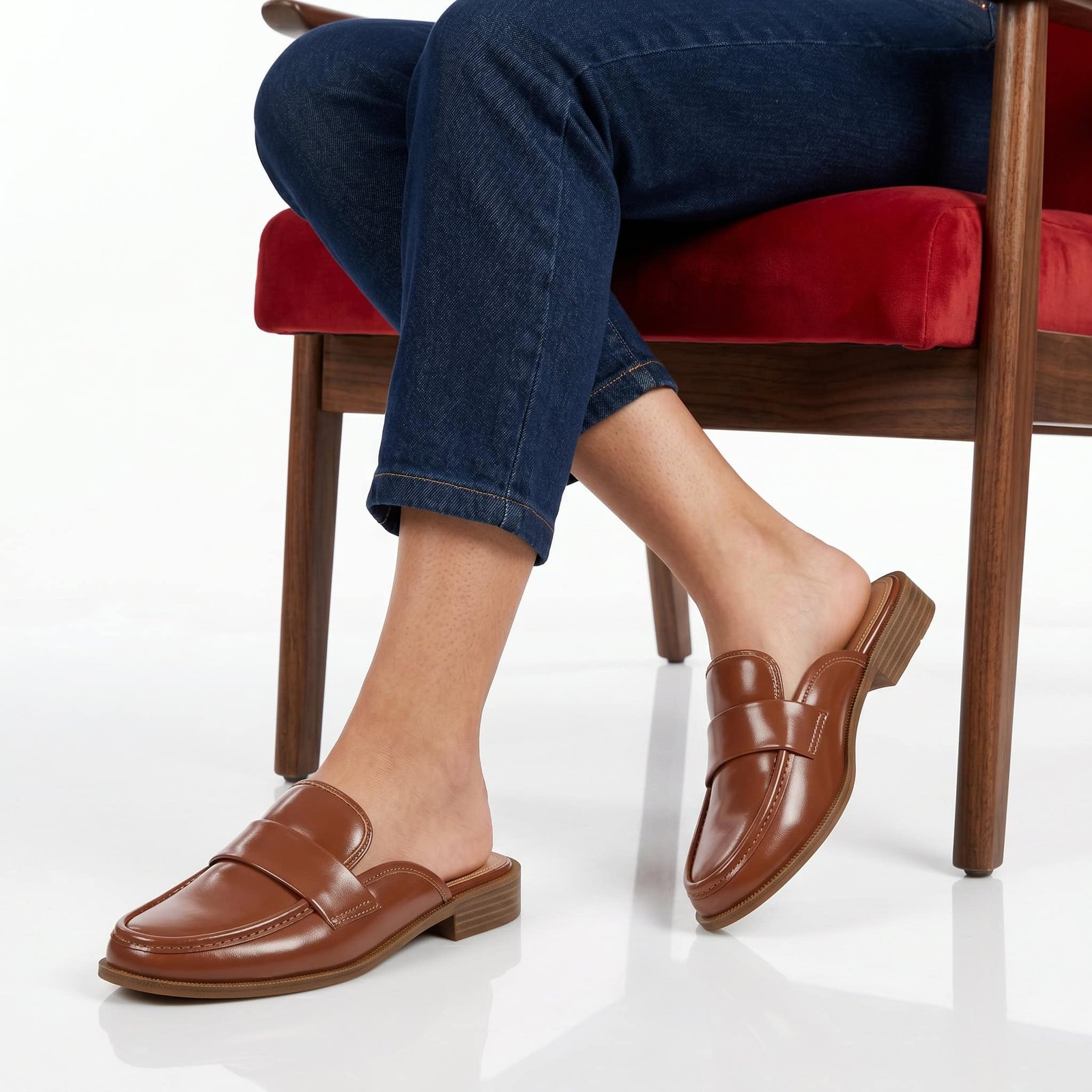 Stèle – Mules femmes en Camel.