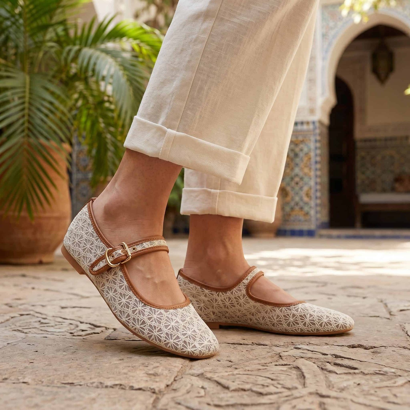 Axe – Ballerines Femmes en Beige.