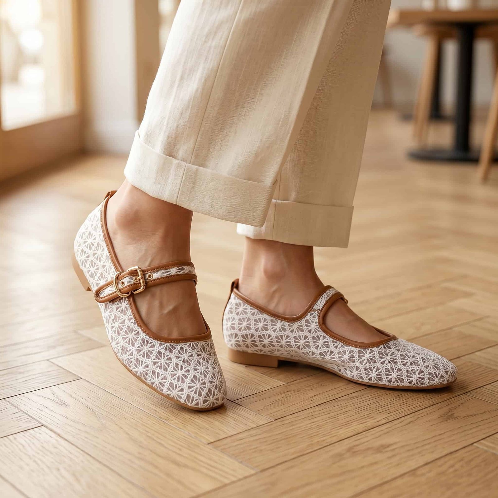 Axe – Ballerines Femmes en Blanc.