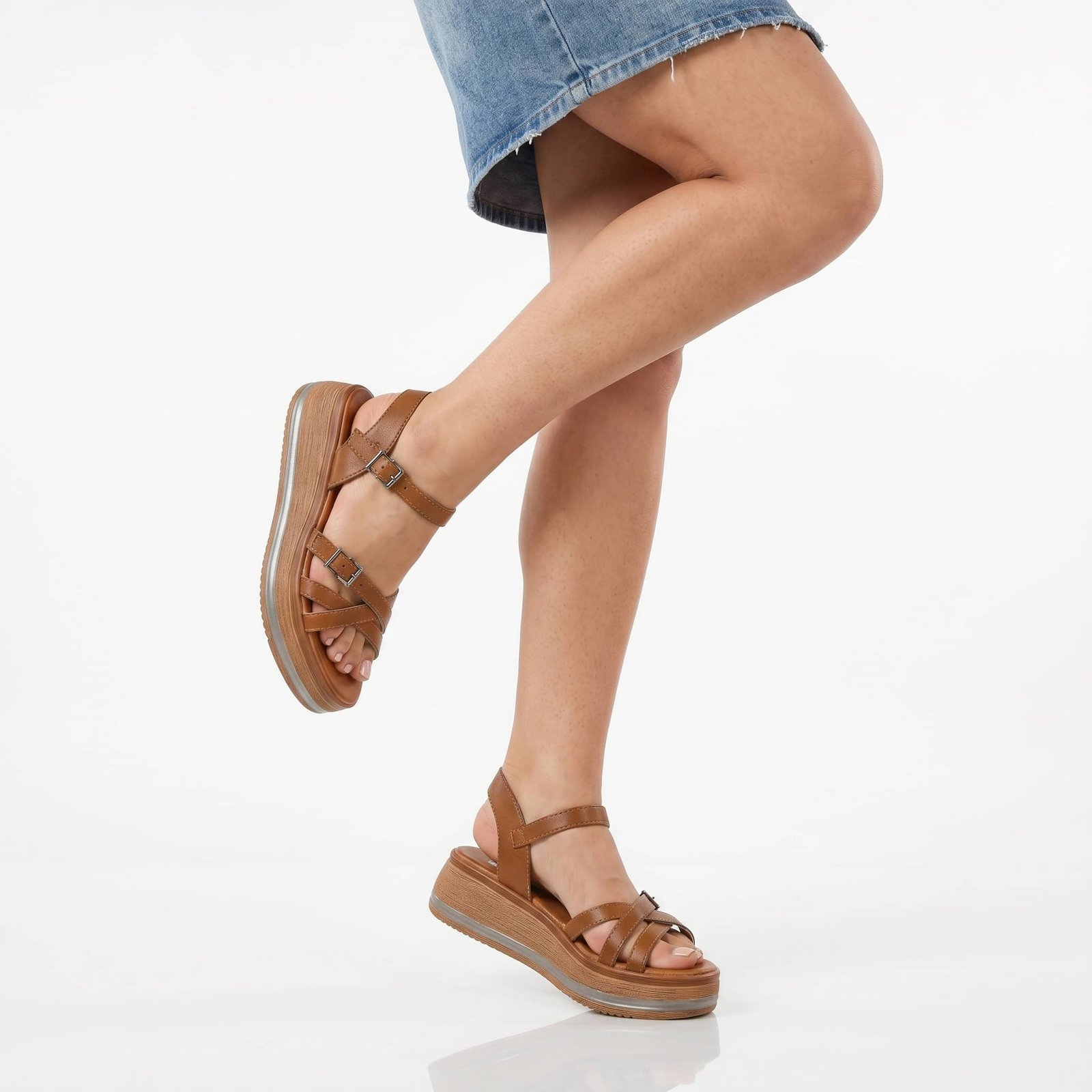 Atelier – Sandales compensées en Camel.