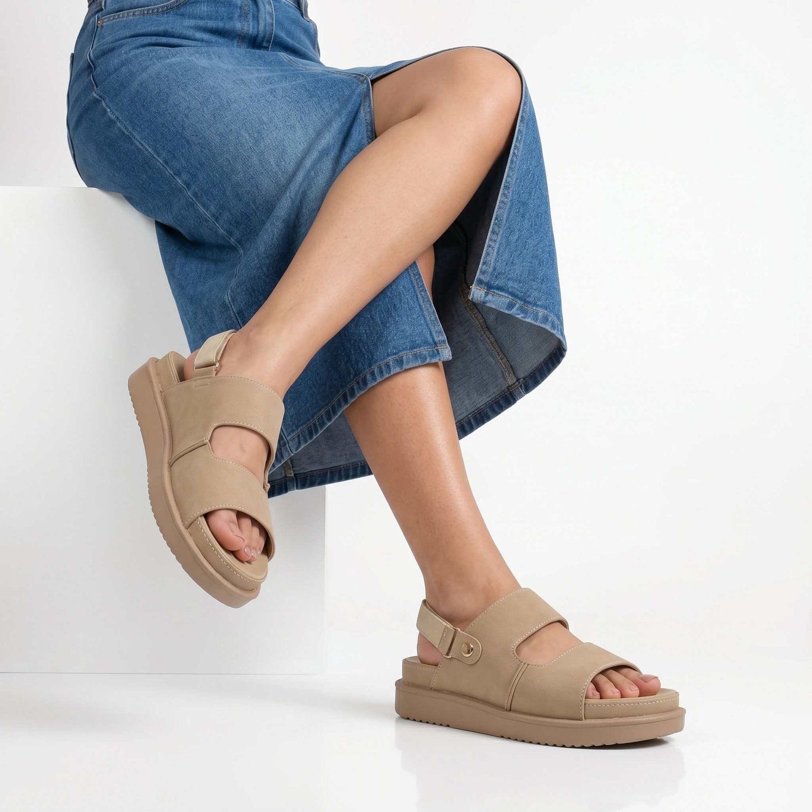 Cadence – Sandales confortables en Beige.