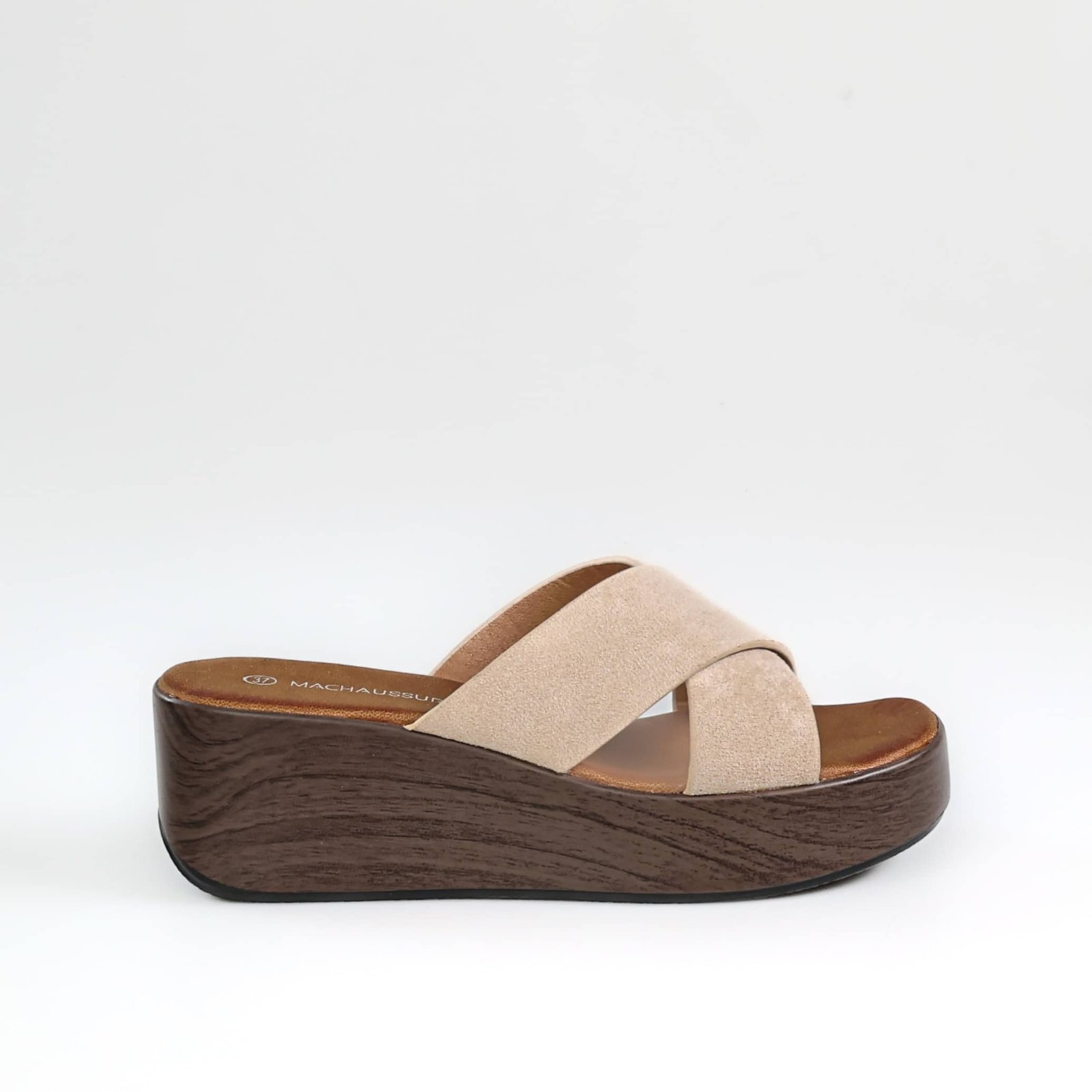Nuda – Sandales compensées en Beige.