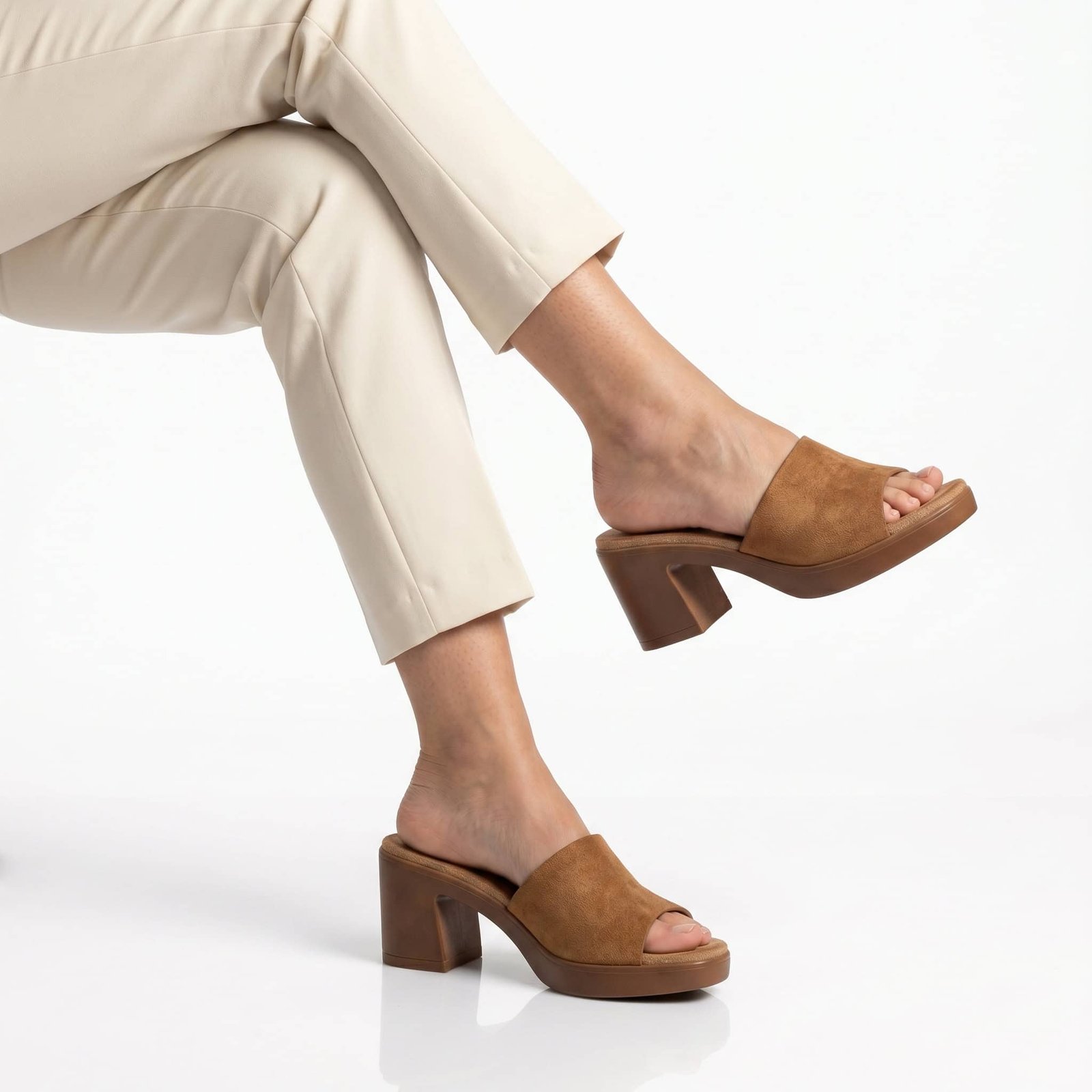 WOD – Sandales demi talon en Camel.
