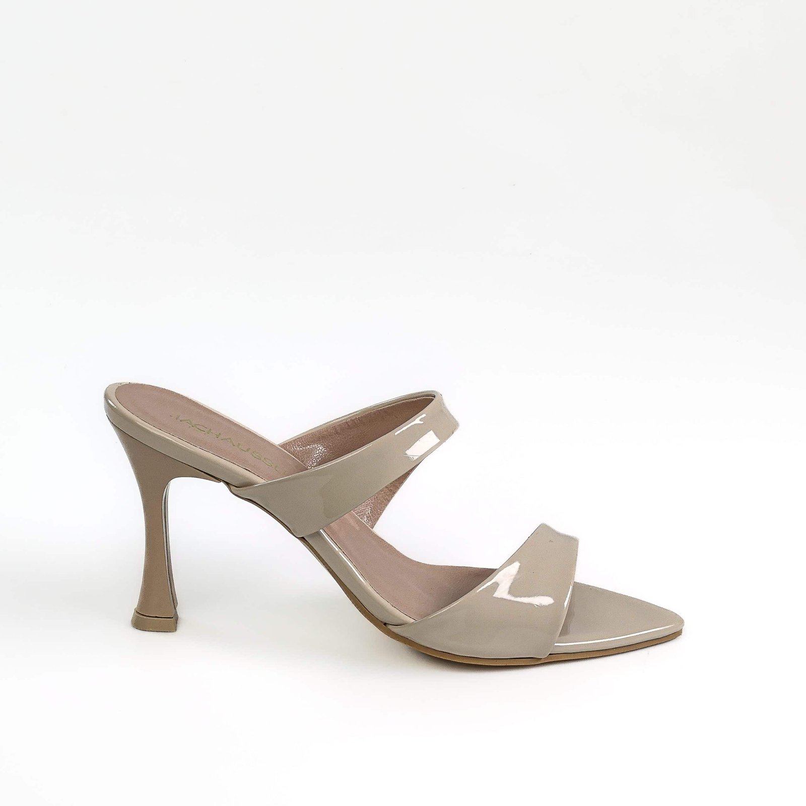 Icadoli – Sandales à talon en Vernis Beige.
