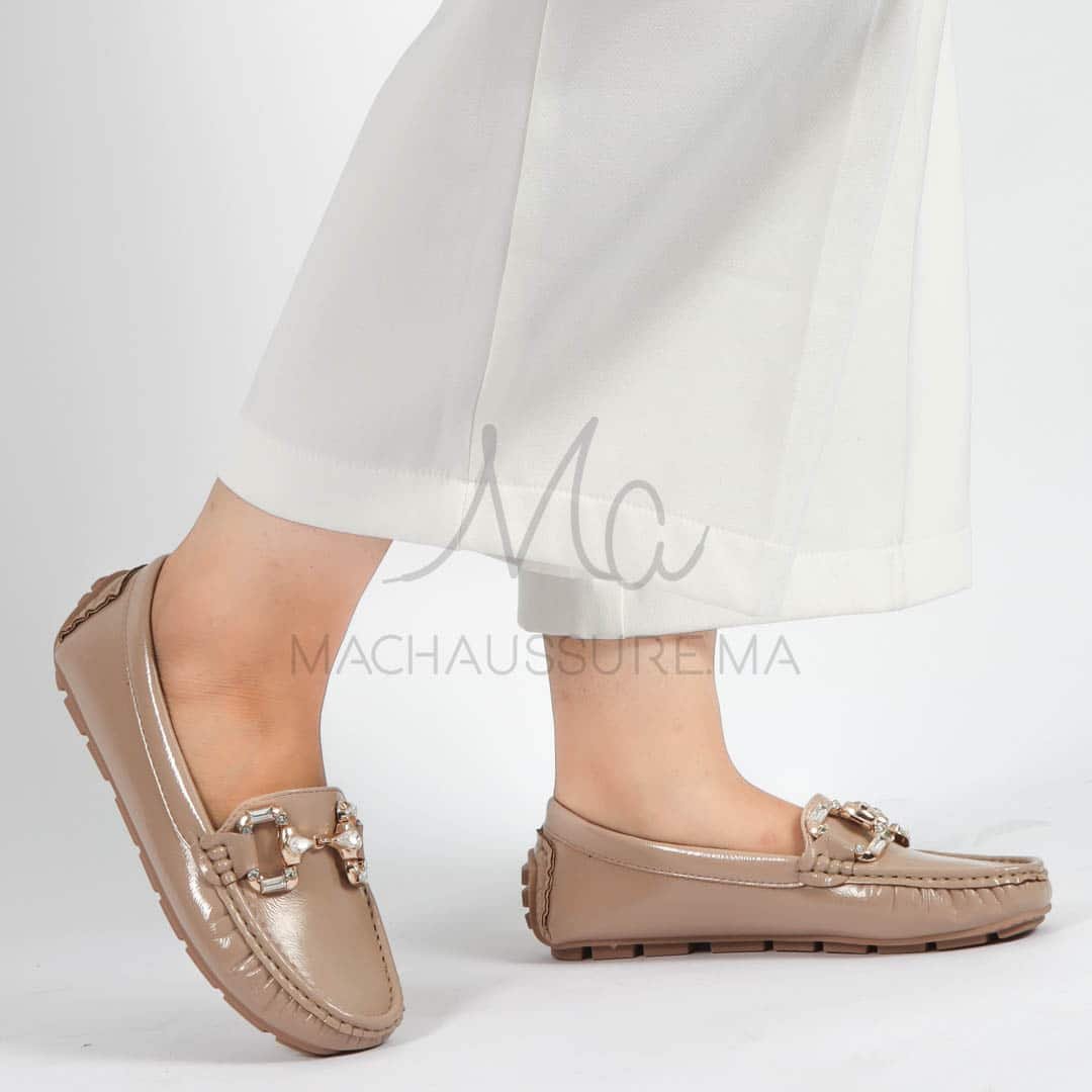 Perles – mocassins femmes en Kaki.