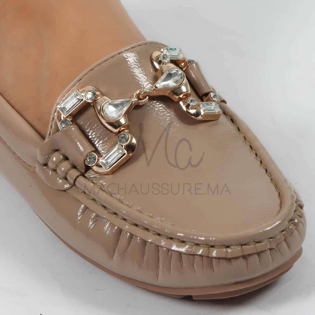 Perles – mocassins femmes en Kaki.